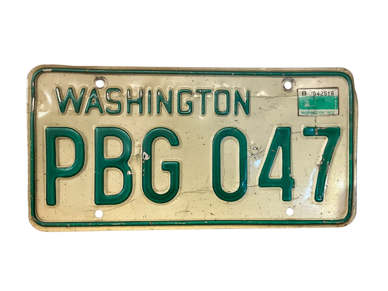 1972 Washington Auto License Plate Tag: Used condition. See photos.