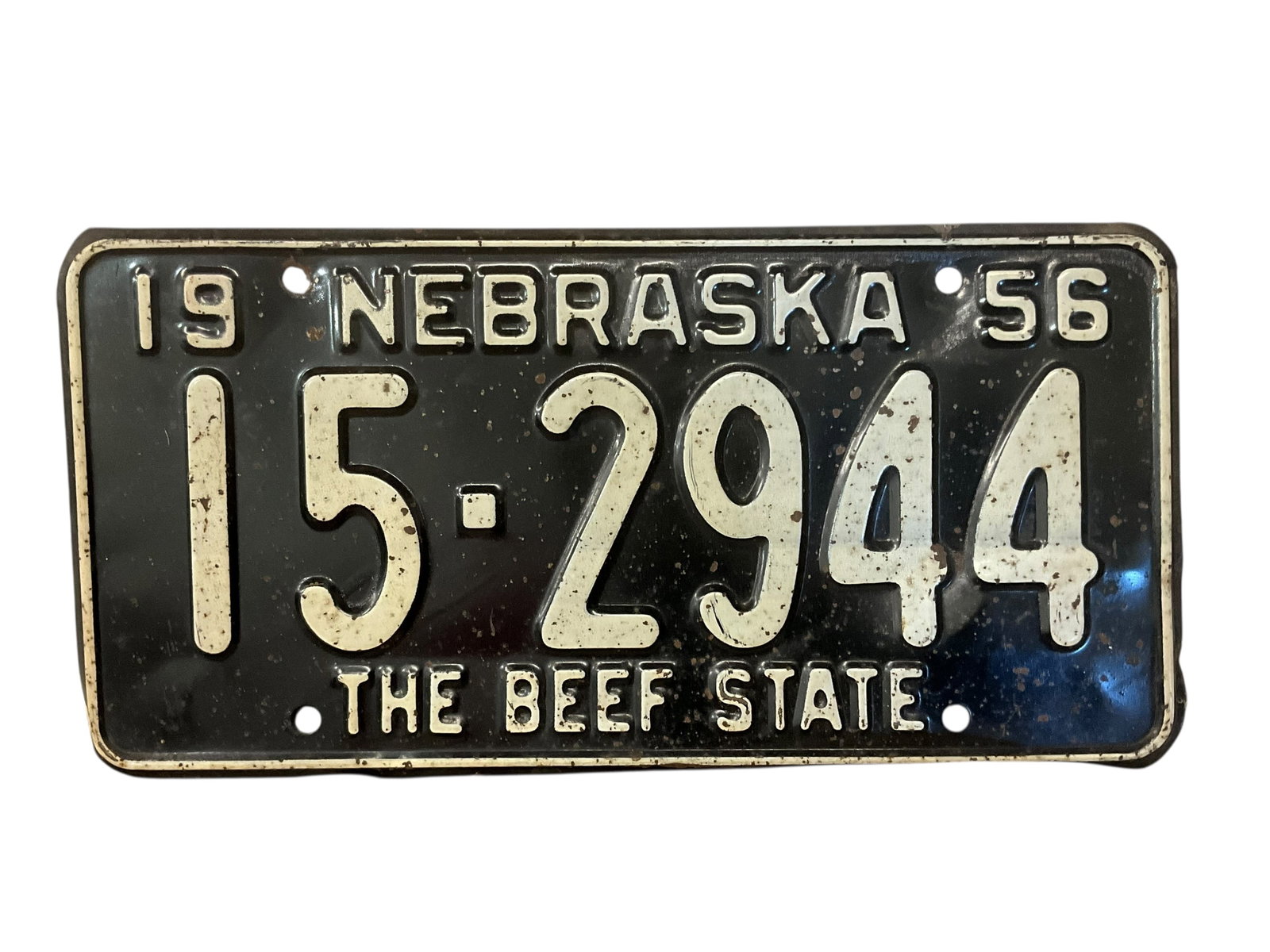 1956 Nebraska Auto License Plate Tag: Used condition. See photos.