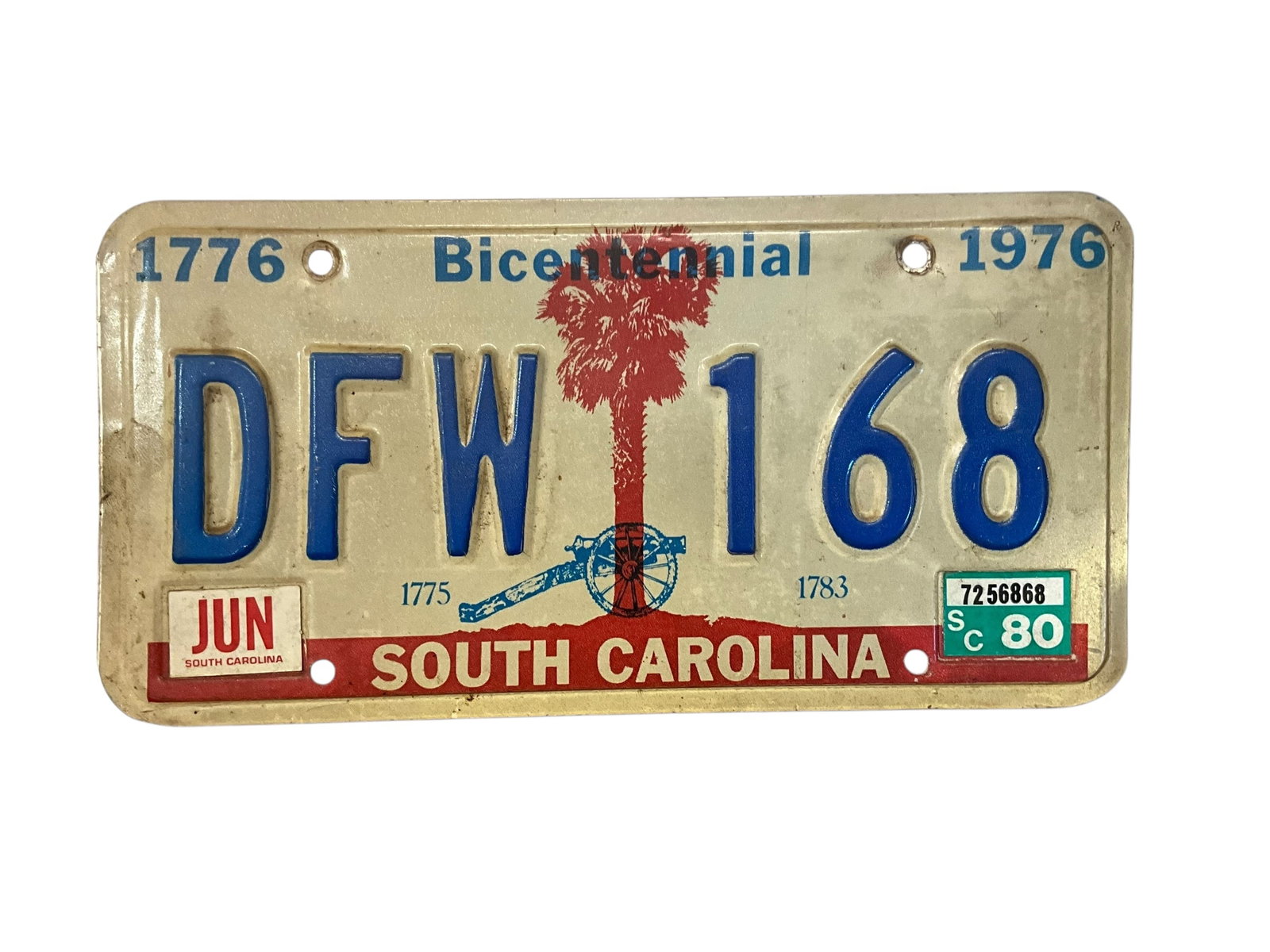 1976 South Carolina Auto License Plate Tag: Used condition. See photos.
