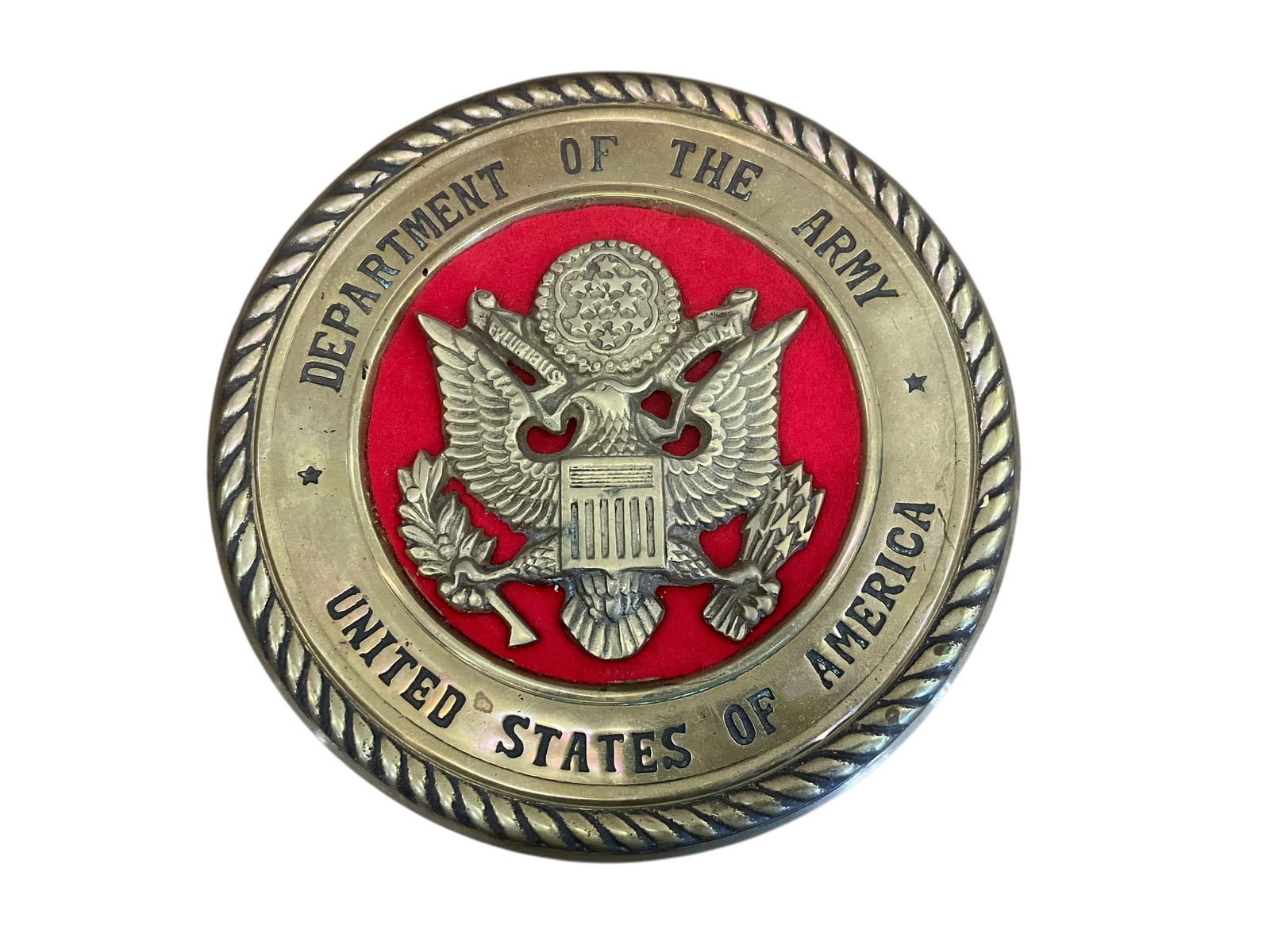 DEPARTMENT OF THE ARMY Brass Wall Hanging Plaque USA (1 of 2)