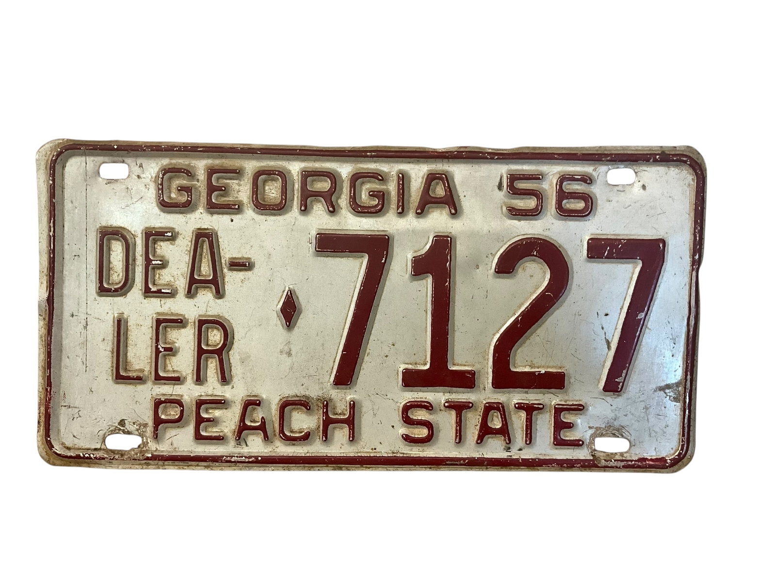 1956 Georgia Dealer Auto License Plate Tag: Used condition. See photos.