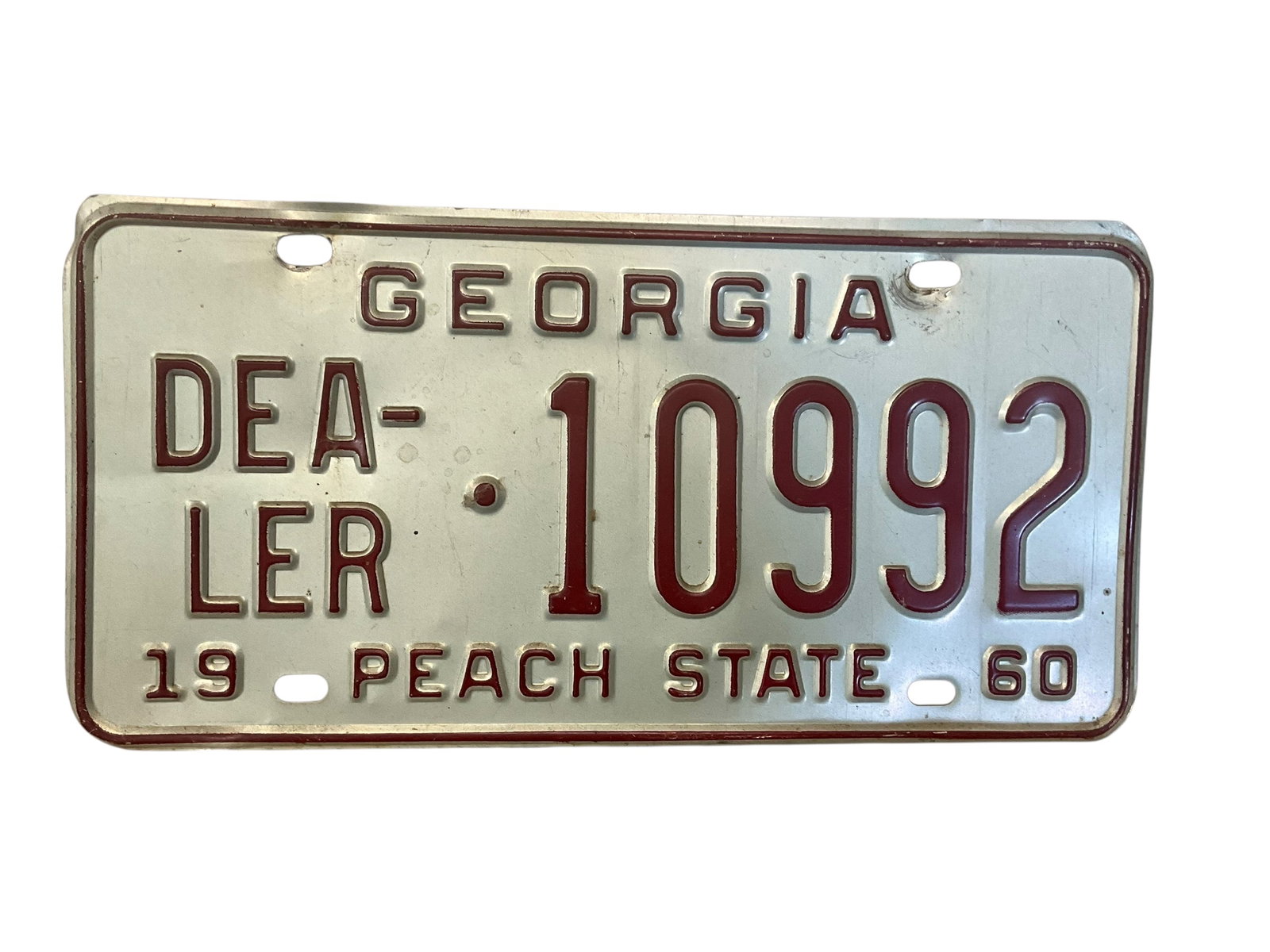 1960 Georgia Dealer Auto License Plate Tag: Used condition. See photos.
