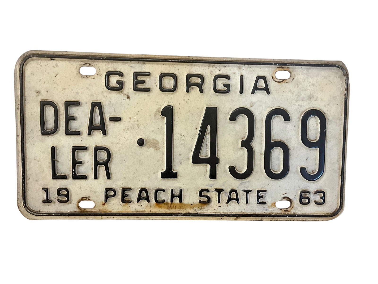 1963 Georgia Dealer Auto License Plate Tag: Used condition. See photos.
