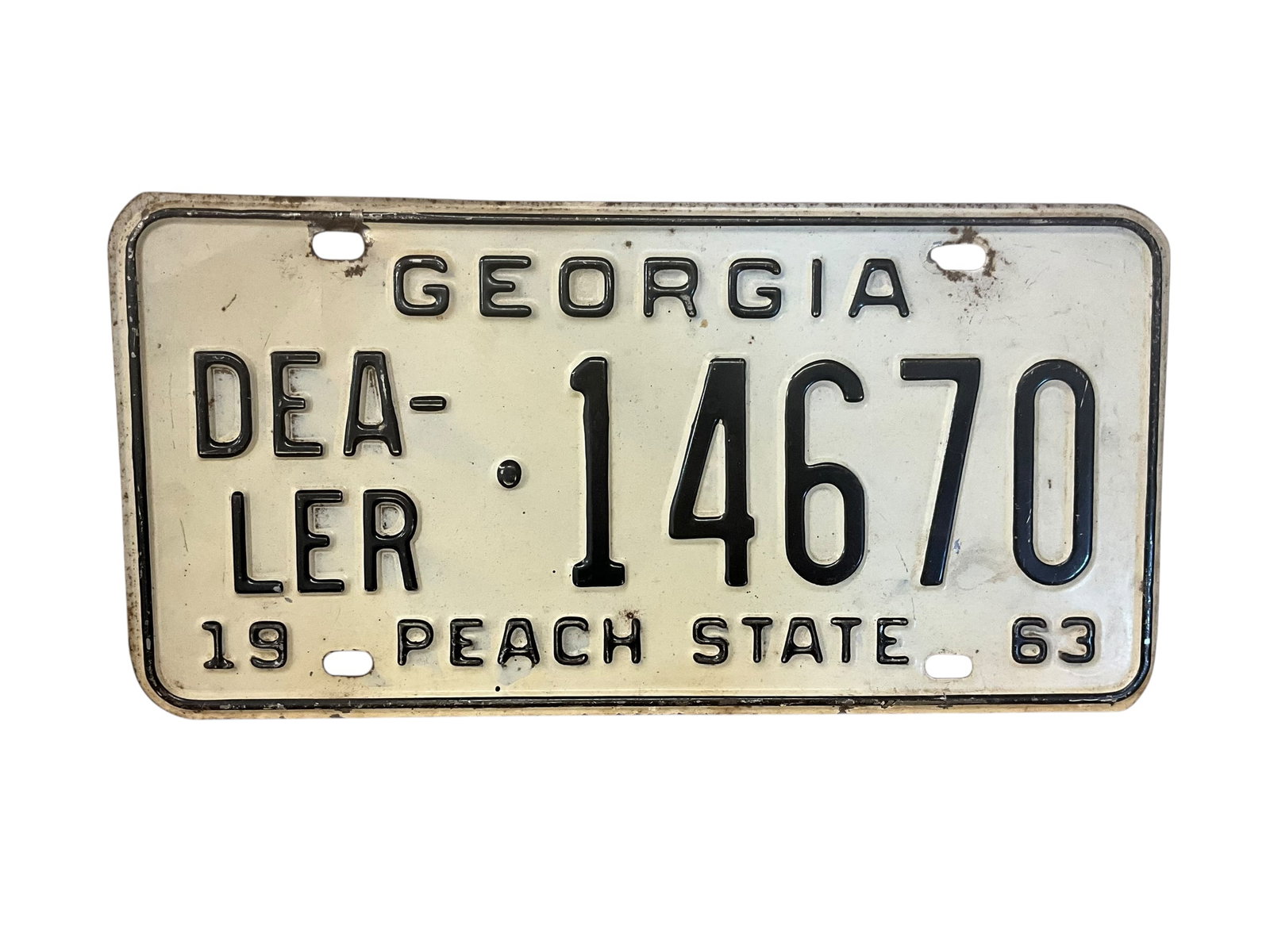 1963 Georgia Dealer Auto License Plate Tag: Used condition. See photos.