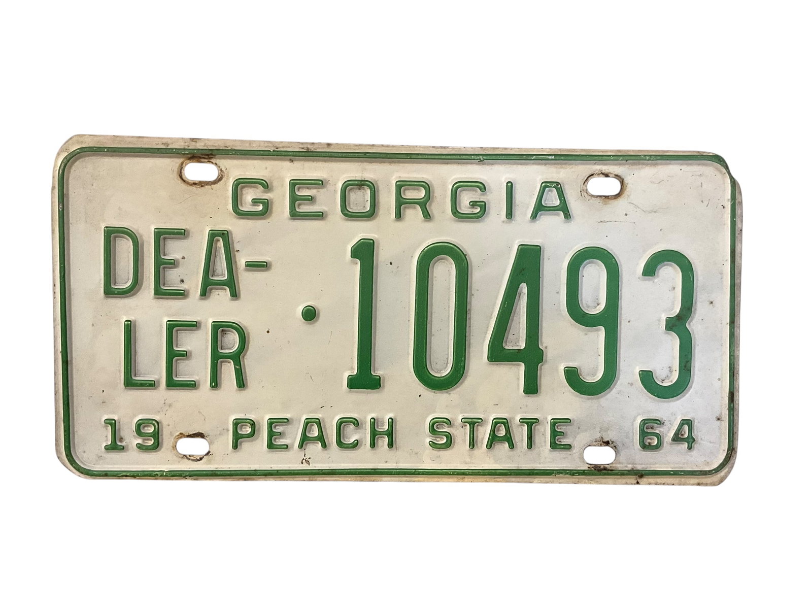 1964 Georgia Dealer Auto License Plate Tag: Used condition. See photos.