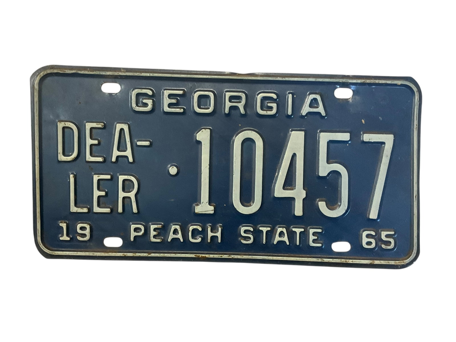 1965 Georgia Dealer Auto License Plate Tag: Used condition. See photos.