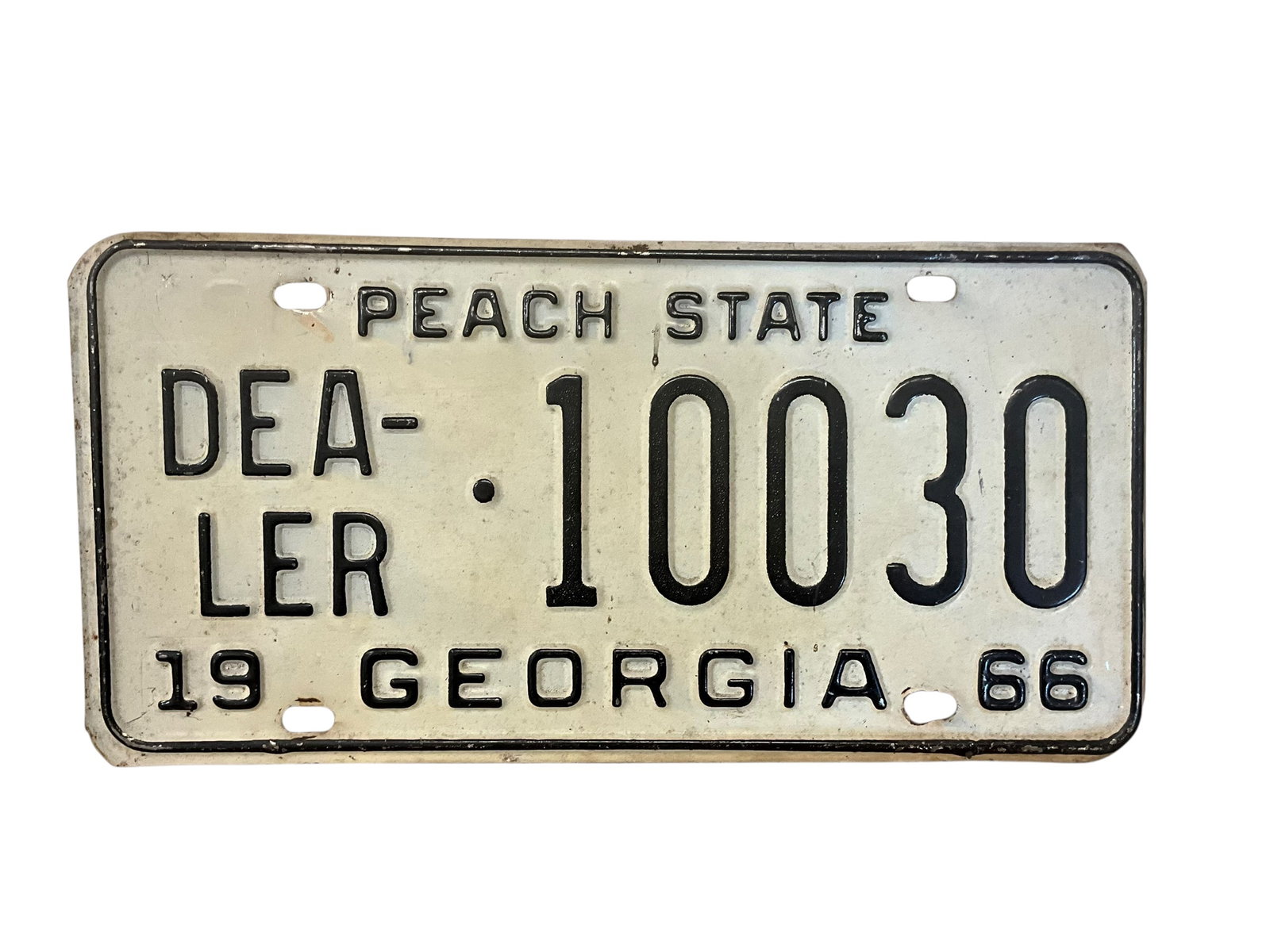 1966 Georgia Dealer Auto License Plate Tag: Used condition. See photos.