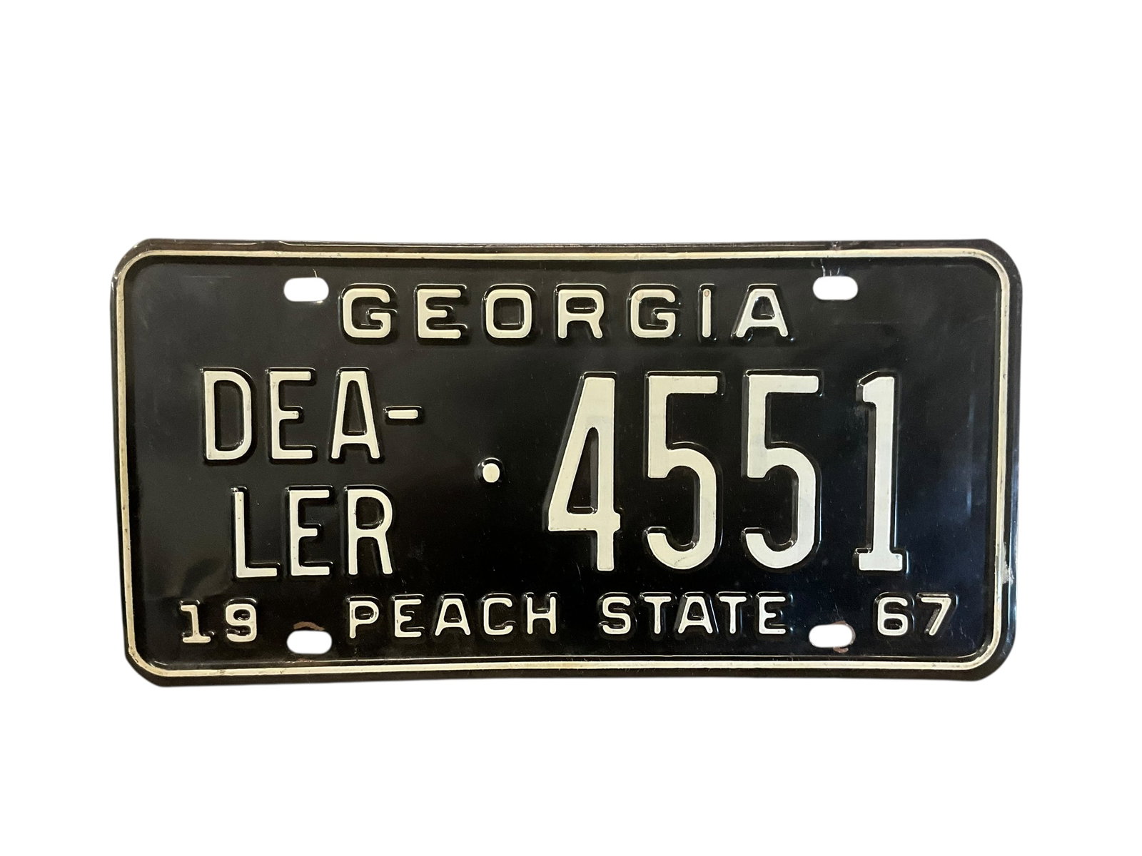 1967 Georgia Dealer Auto License Plate Tag: Used condition. See photos.