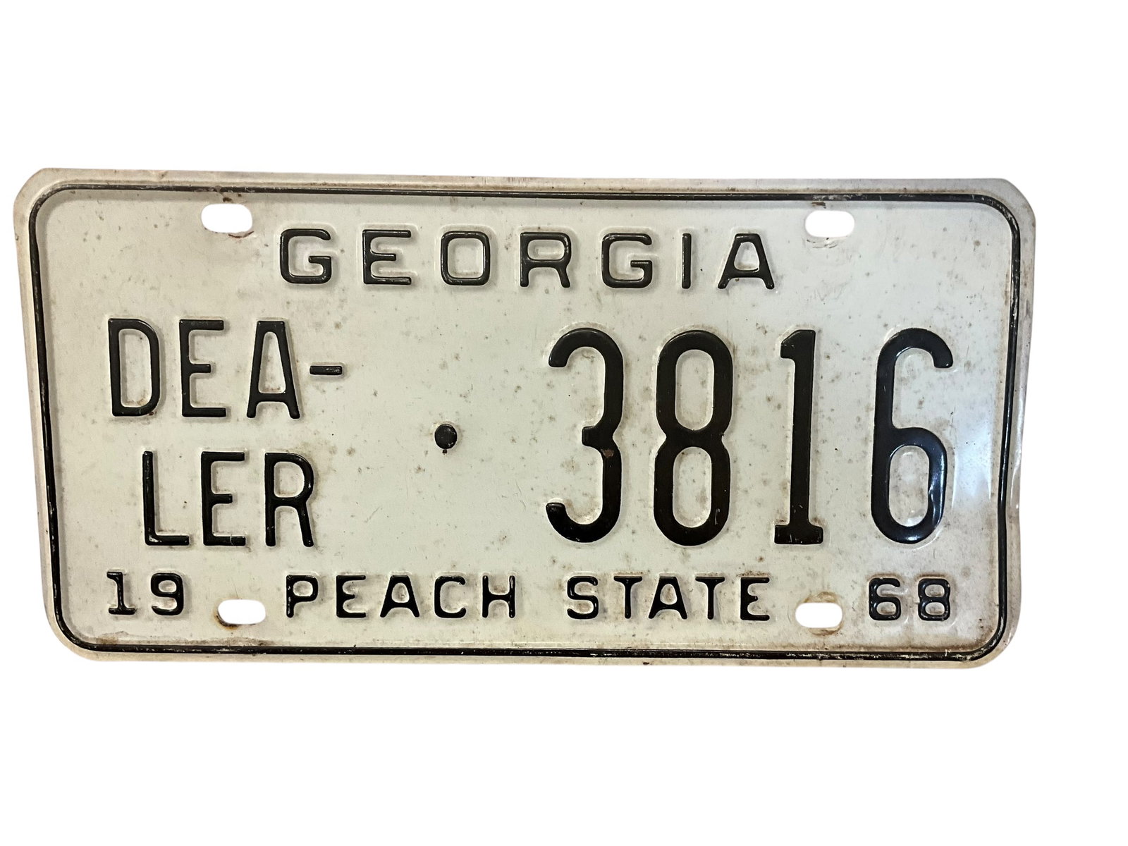 1968 Georgia Dealer Auto License Plate Tag: Used condition. See photos.