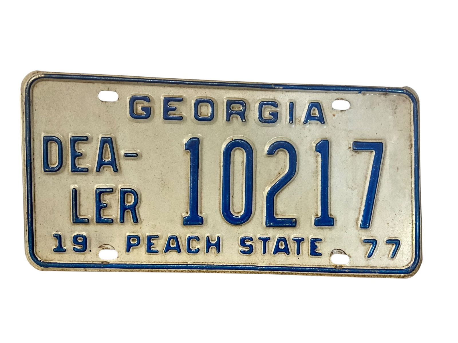 1977 Georgia Dealer Auto License Plate Tag: Used condition. See photos.