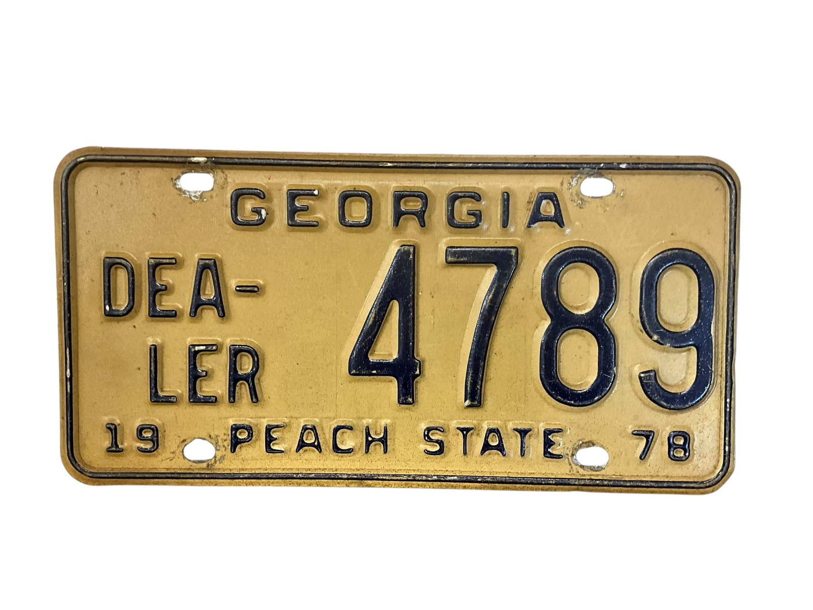 1978 Georgia Dealer Auto License Plate Tag: Used condition. See photos.