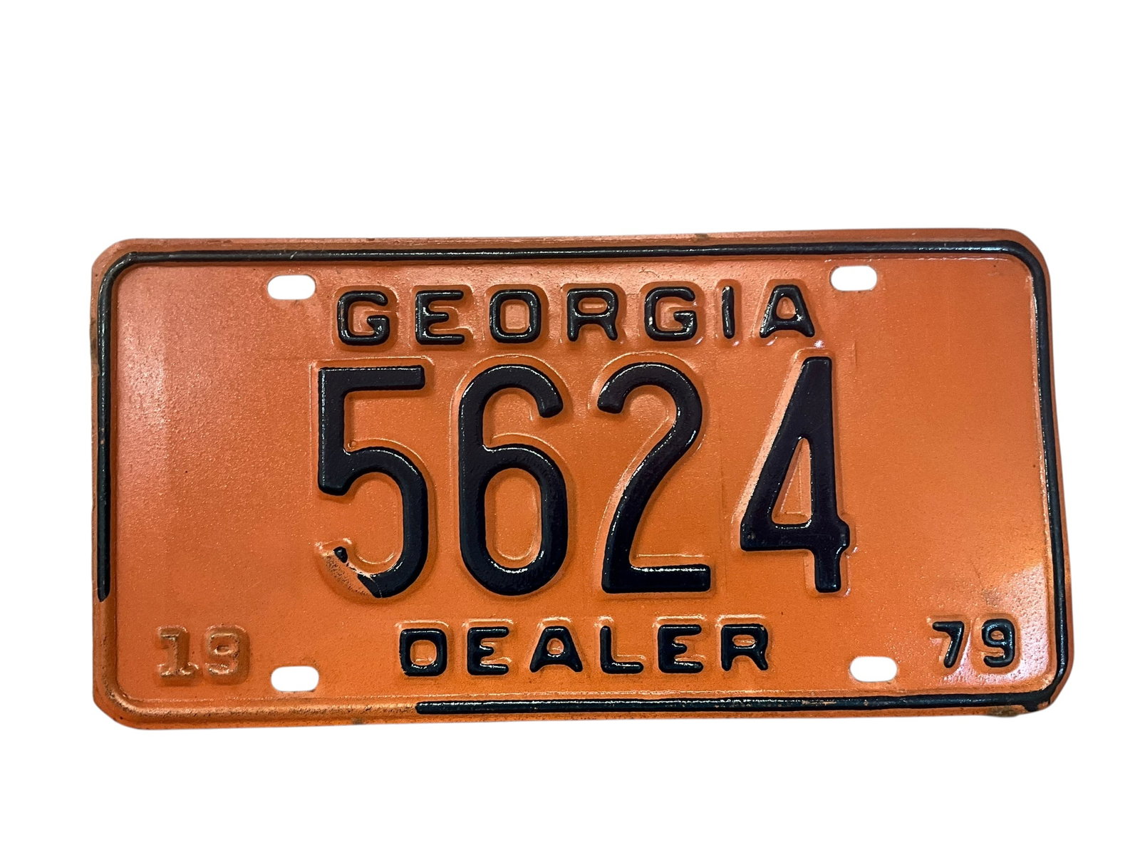 1979 Georgia Dealer Auto License Plate Tag: Used condition. See photos.