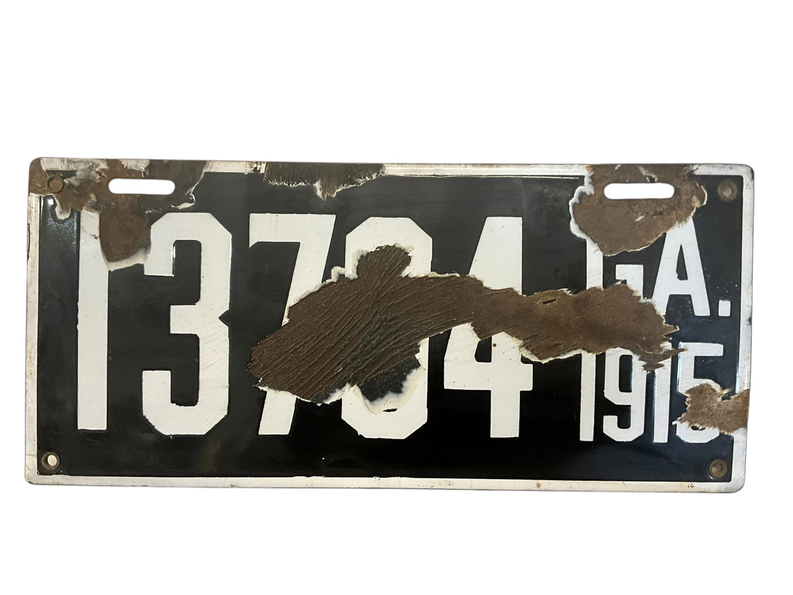1915 Georgia Porcelain Auto License Plate Tag: Used condition. See photos.
