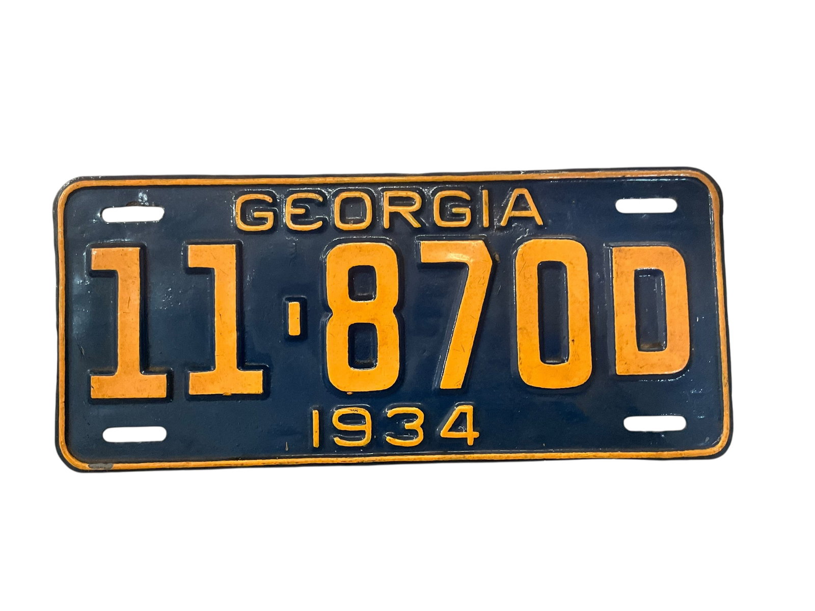 1934 Georgia Auto License Plate Tag: Used condition. See photos.