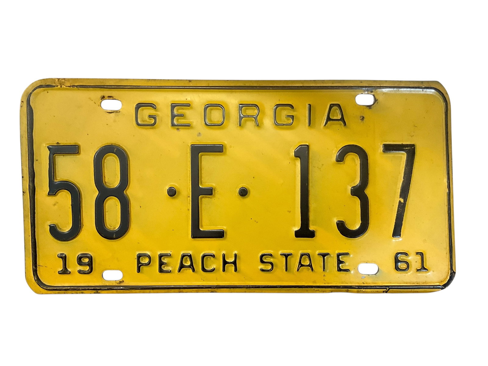 1961 Georgia Auto License Plate Tag: Used condition. See photos.