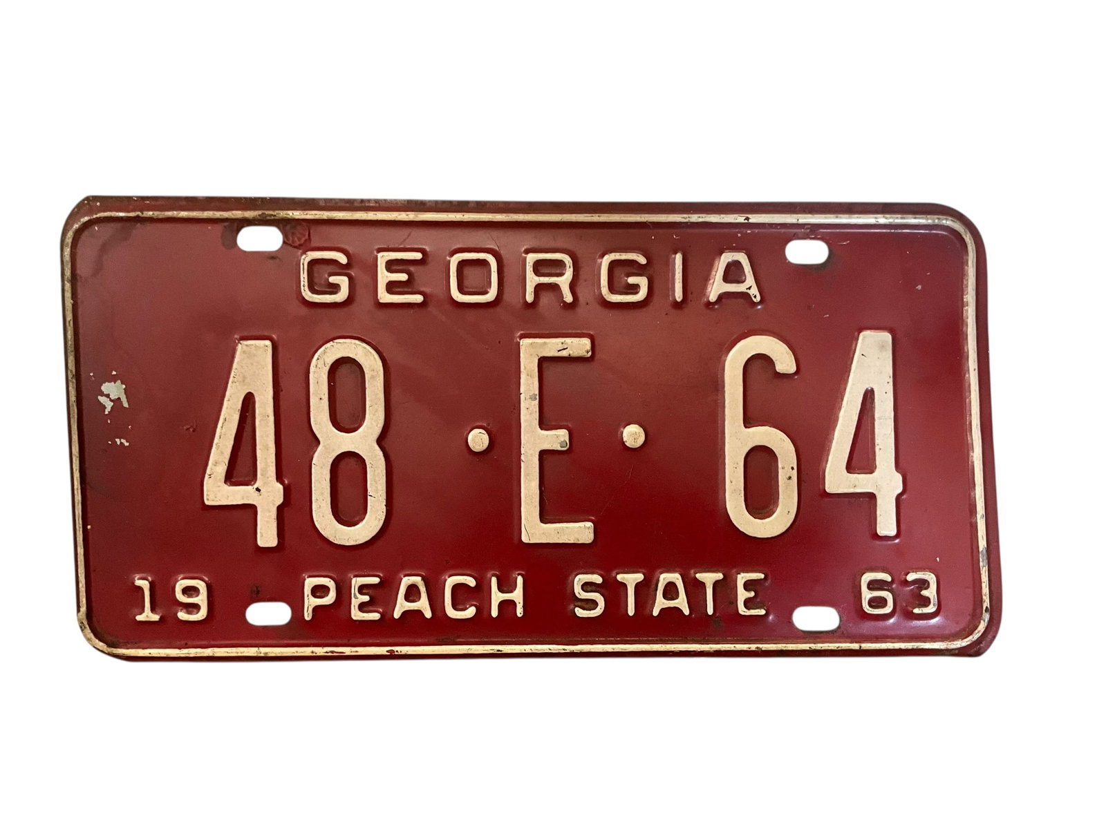 1963 Georgia Auto License Plate Tag: Used condition. See photos.