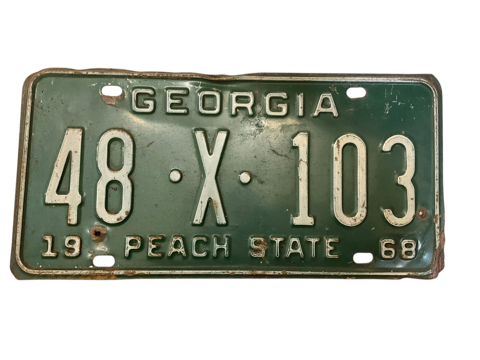 1968 Georgia Auto License Plate Tag: Used condition. See photos.