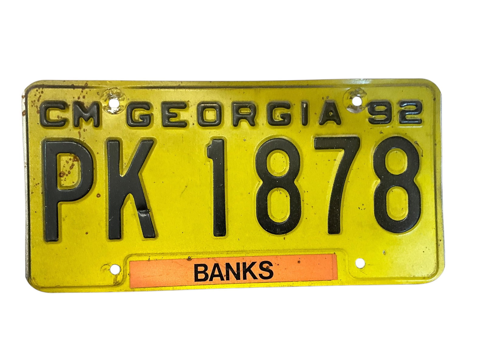 1992 Georgia Auto License Plate Tag: Used condition. See photos.