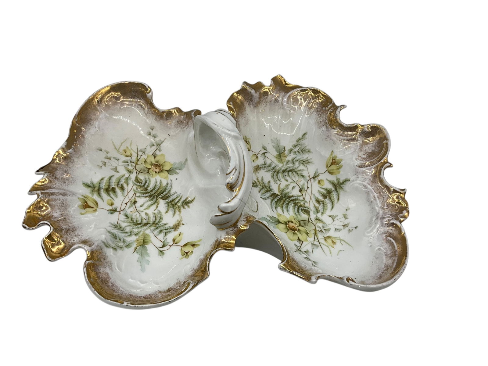 Antique Carl Tielsch C.T. Double Shell Porcelain Serving Bowl w Handle Germany (1 of 3)