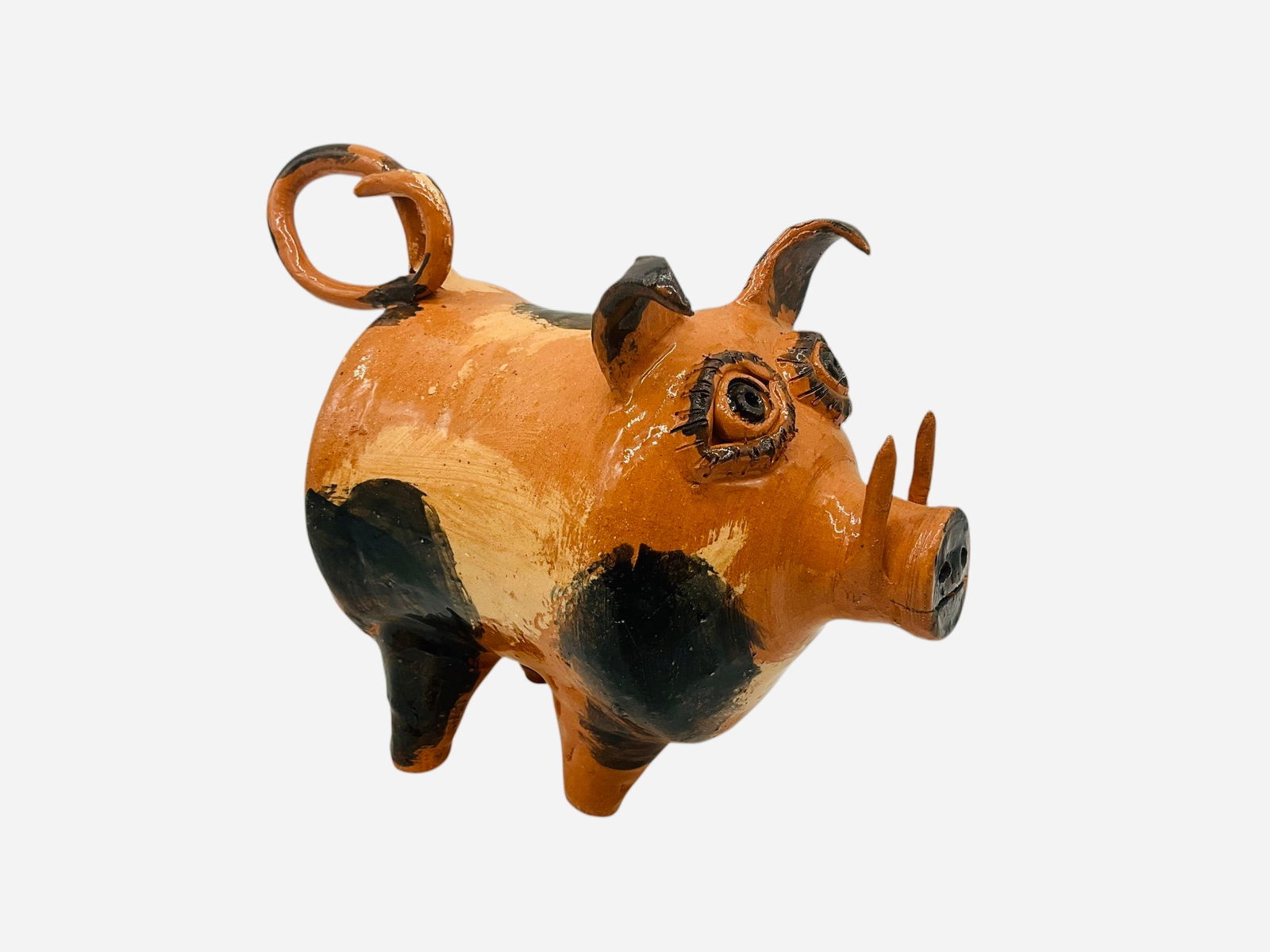 Jeff Tate Pottery Hog: Mint condition. Measures 6.5" H x 8" L x 4.25" W. Signed and dated on butt.