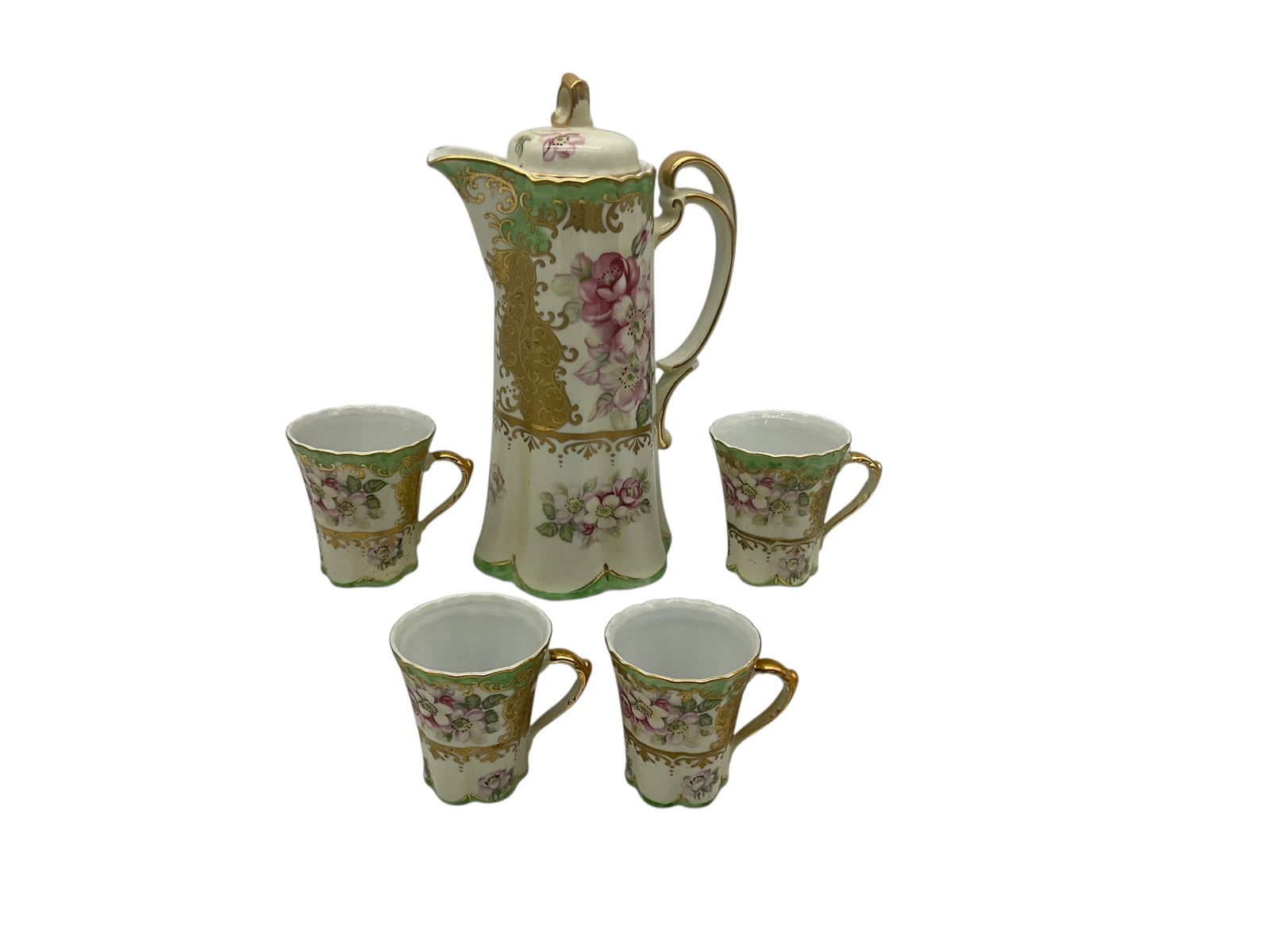 Antique Hand Painted Nippon Porcelain Chocolate Pot & Cup Set (1 of 3)