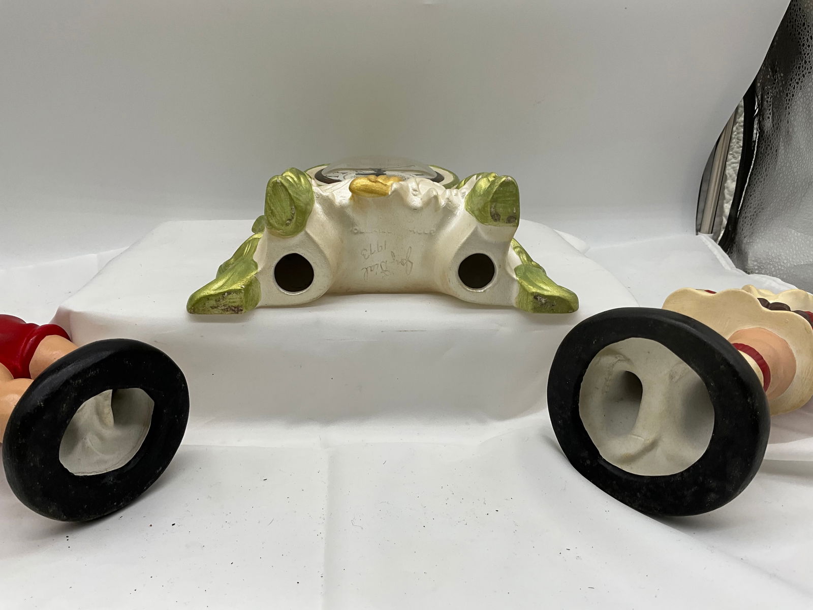 Holland Mold Clock + Pair Cabbage Patch Statues - 3