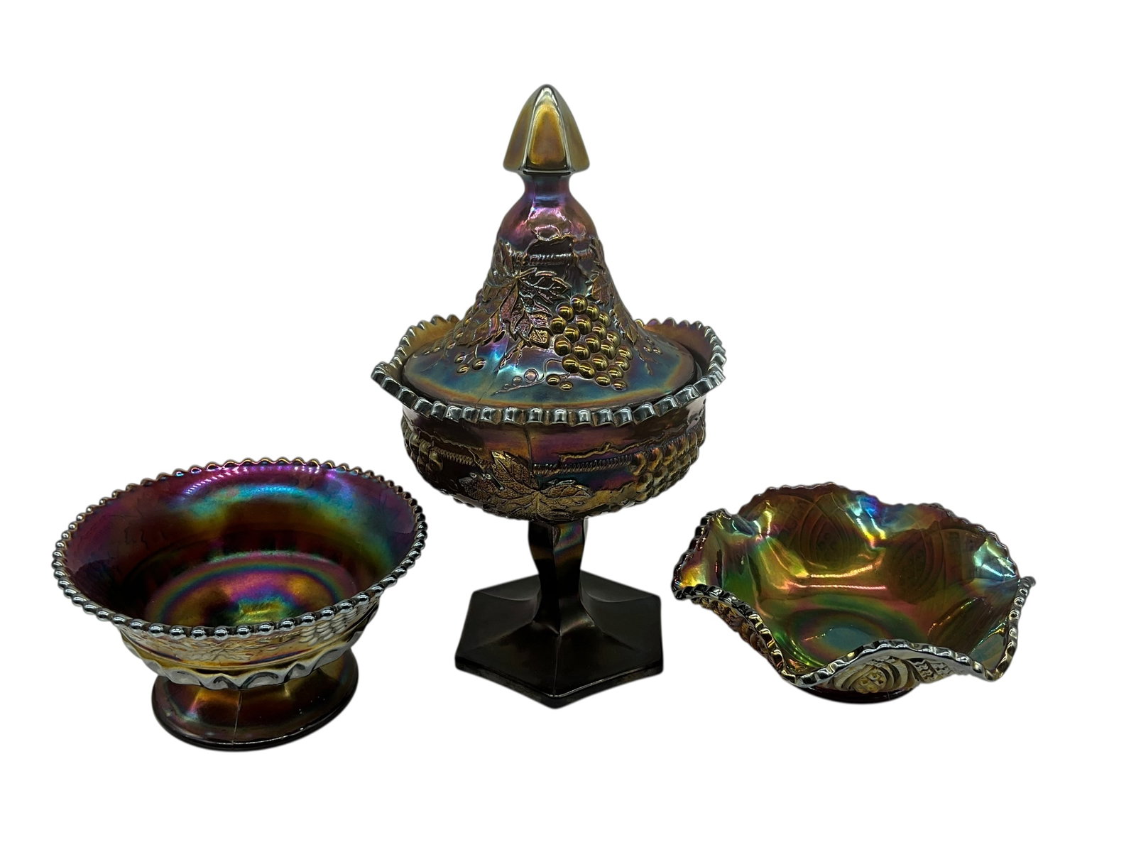 Lot Of 3 Vintage Fenton Persian Medallion Carnival Glass Table Items (1 of 4)
