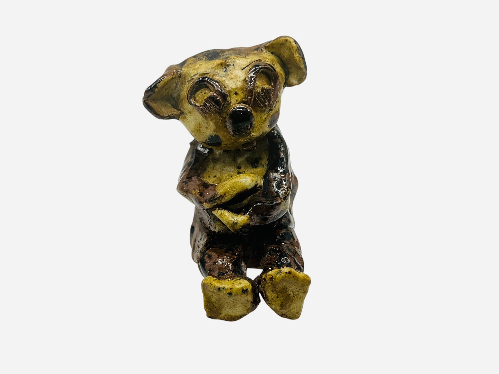 Small Folk Pottery Teddy Bear (1 of 3)