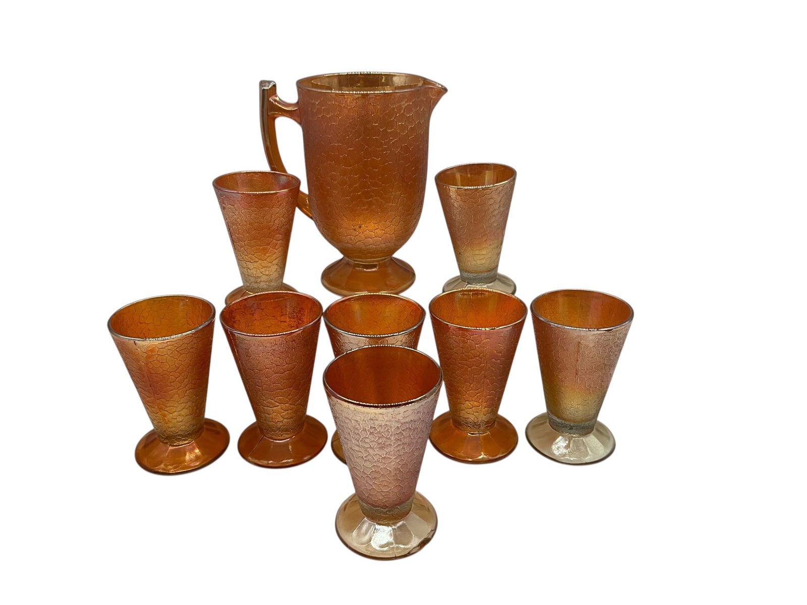 Jeannette Marigold Carnival Glass Pitcher & Tumbler Set (1 of 2)