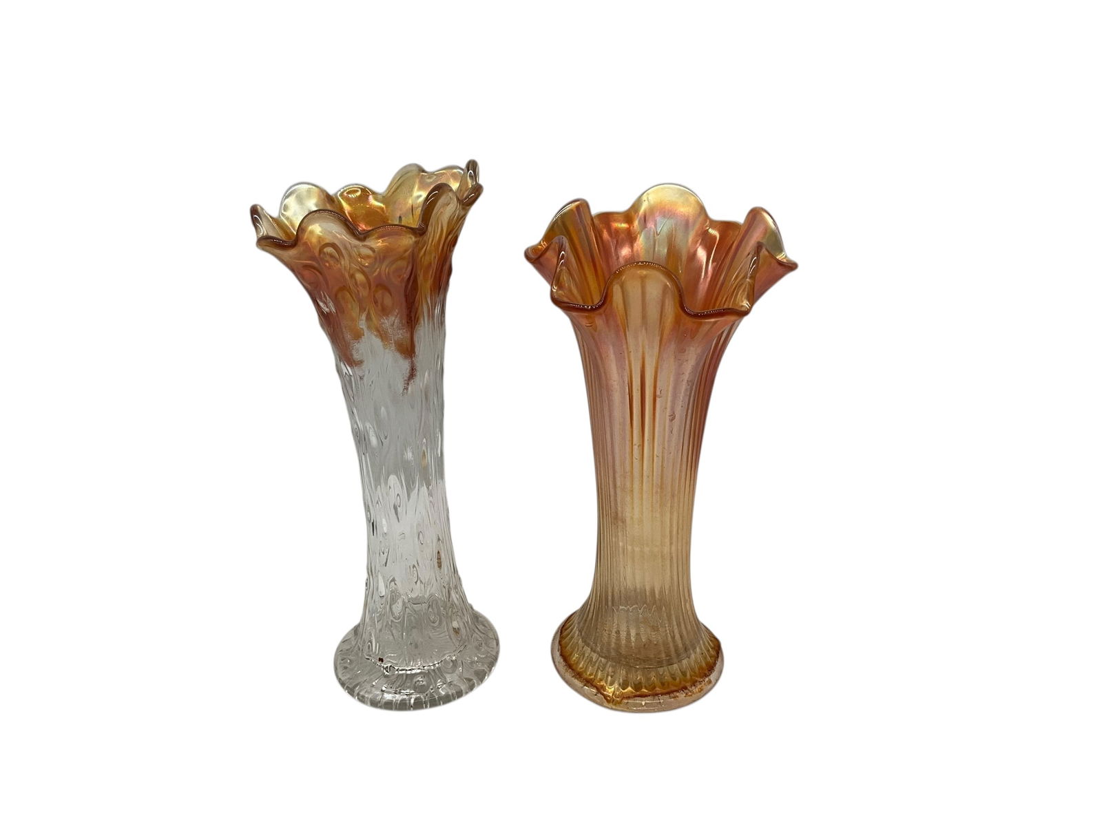 Pair Vintage Fenton Carnival Glass Vases (1 of 2)