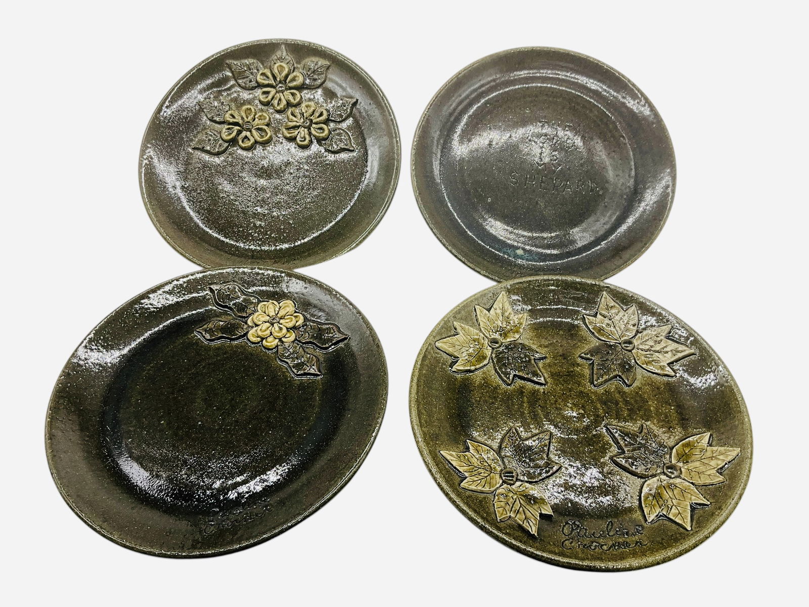 Four Decorated Dinner Plates by Pauline Crocker (1 of 2)