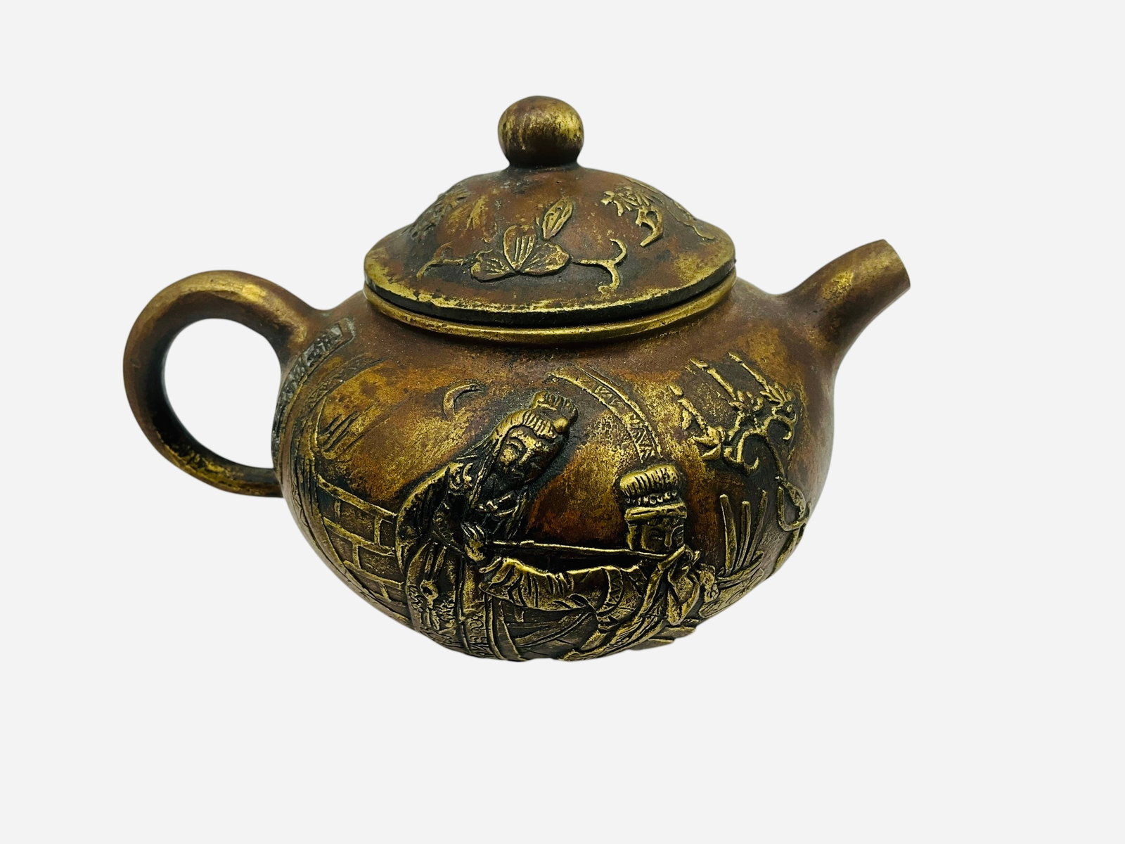 Antique Chinese Brass Metal Tea Pot (1 of 4)