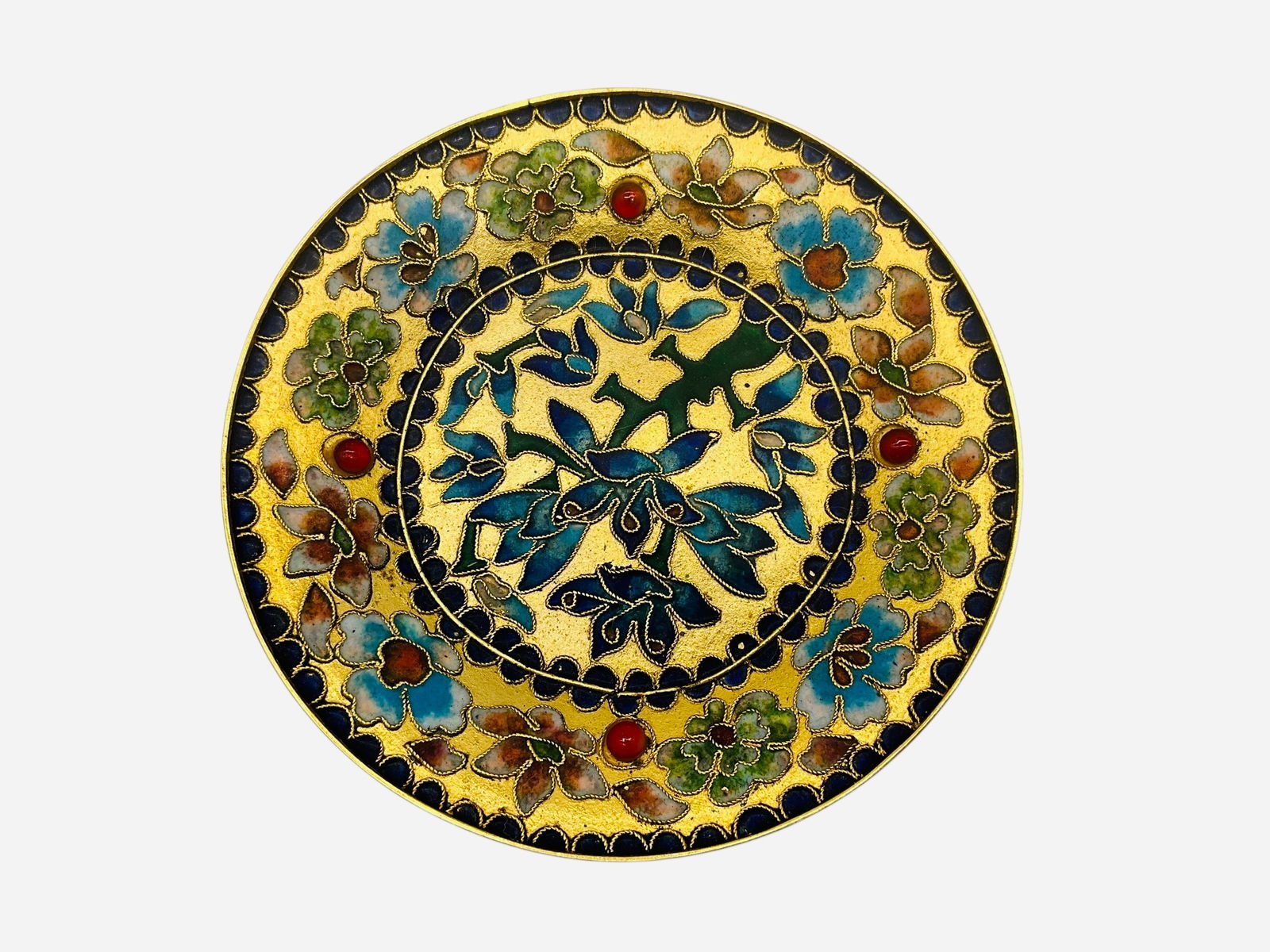 Beautiful Vintage Chinese Motif Cloissone Plate (1 of 2)