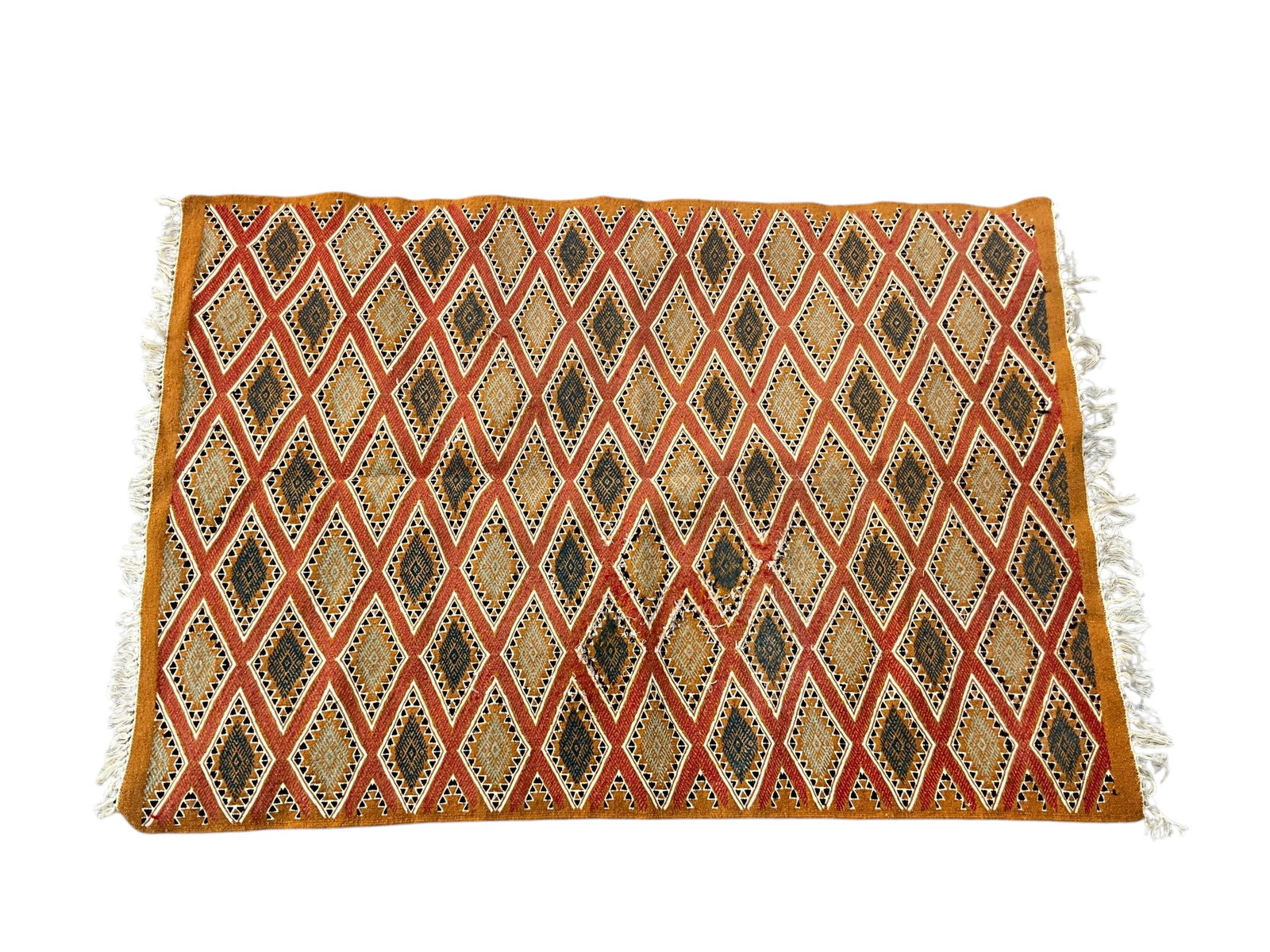 Vintage Handwoven Anatolian Kilim Diamond Design Rug (1 of 5)