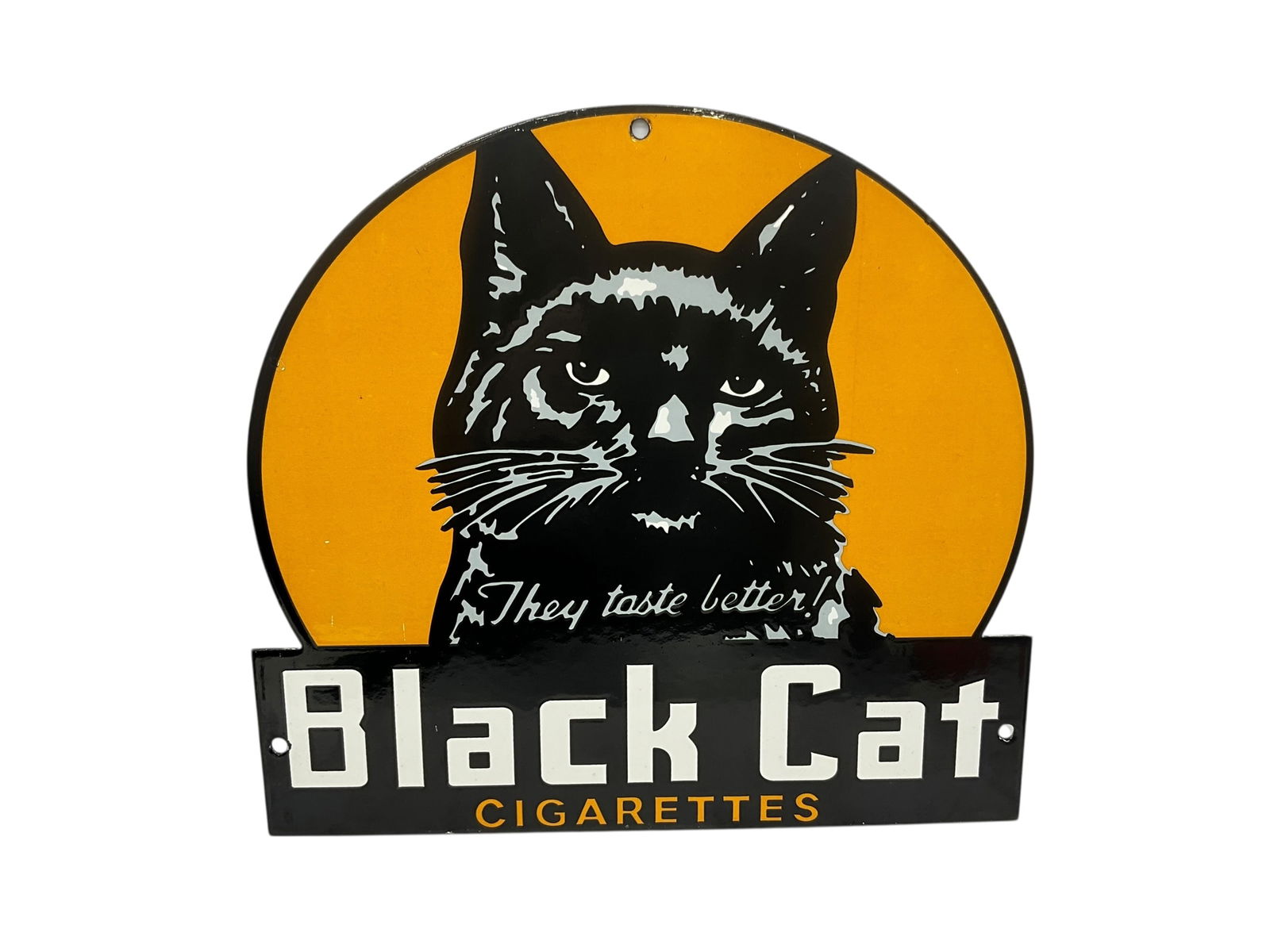 Heavy BLACK CAT CIGARETTES Enamel Advertising Sign (1 of 3)