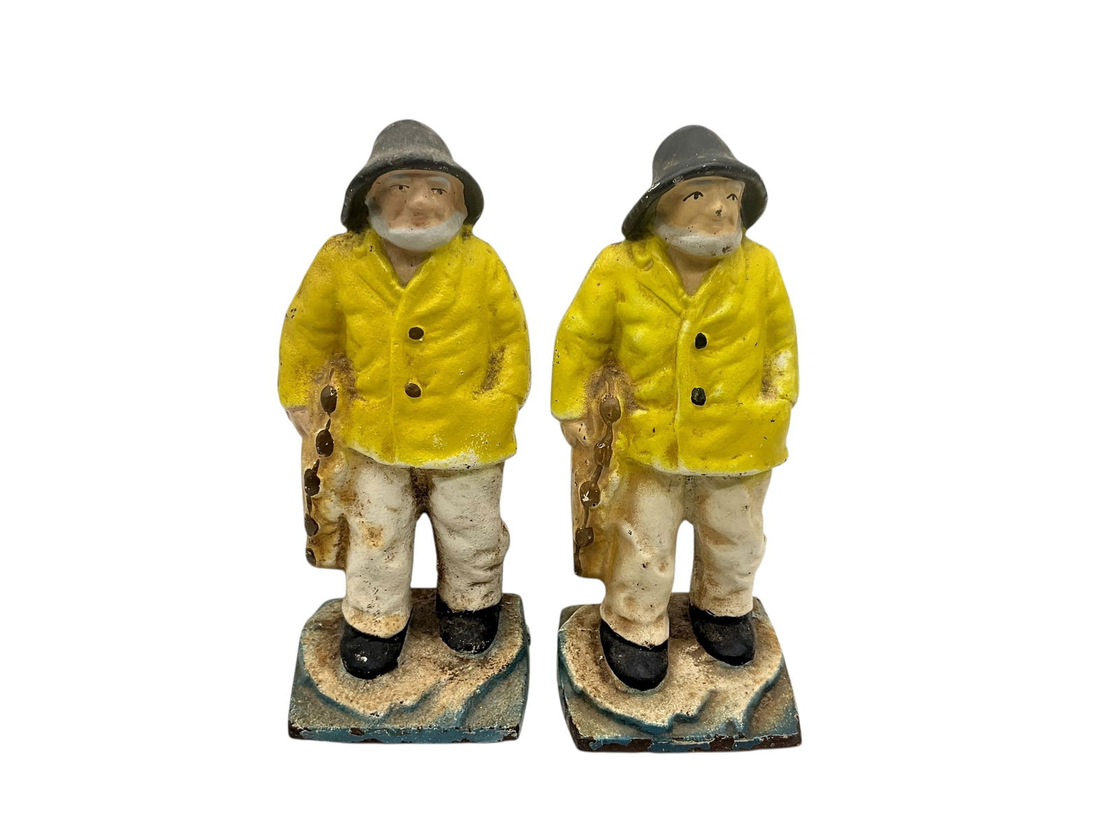 Pair Early 1900's Cast Iron OLD SALT Hubley Door Stops (1 of 4)