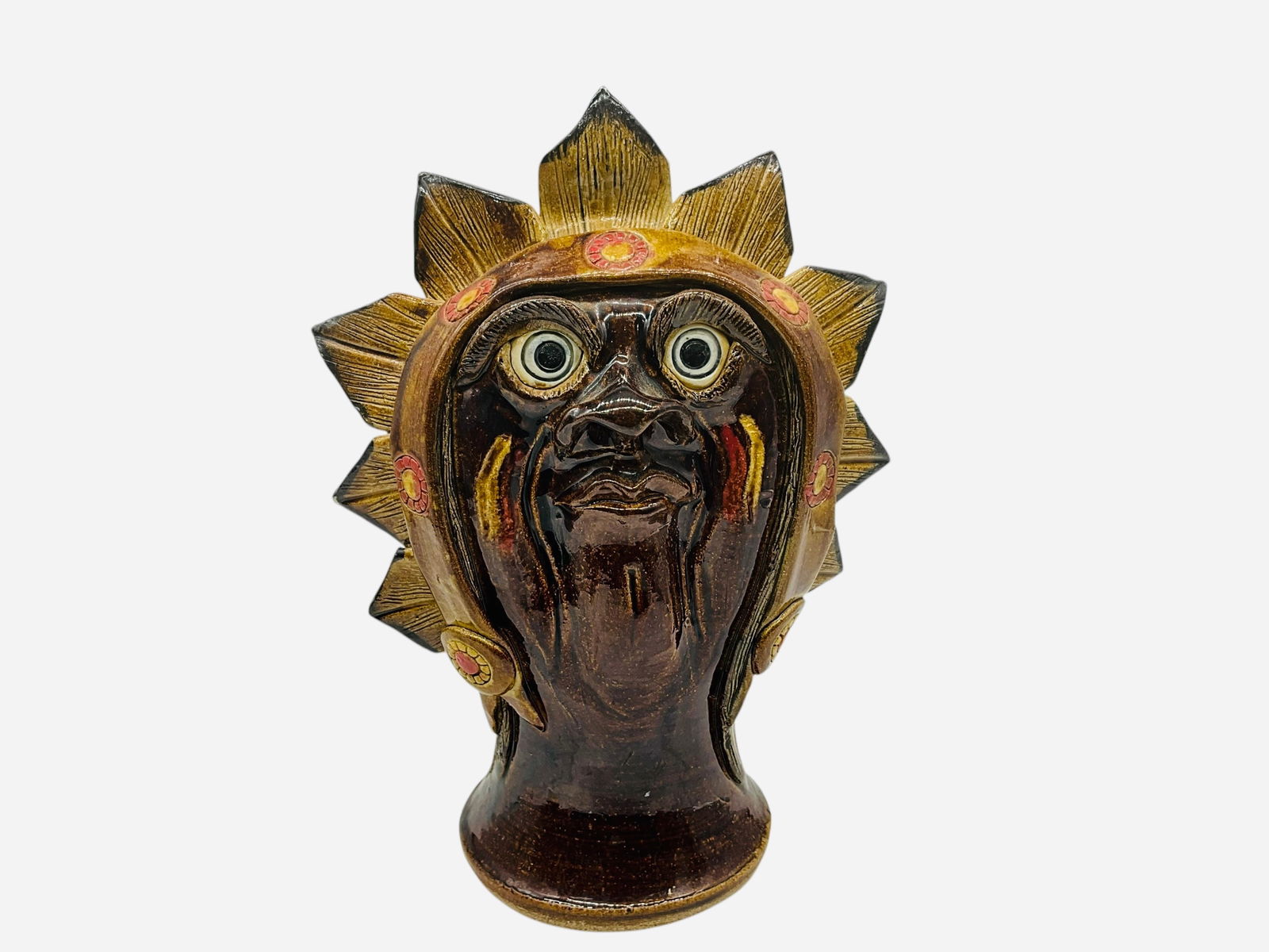 Steve Turpin Indian Chief Face Jug: Mint condition. Signed, dated and titled 'The Chief' on bottom. Measures 10.5"H x 7.25"L x 5.75"W.