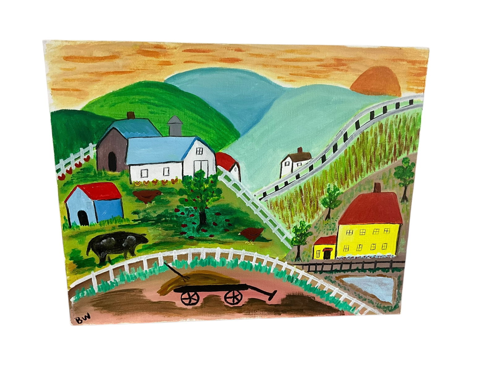 Artist Signed Folk Art Painting (1 of 2)