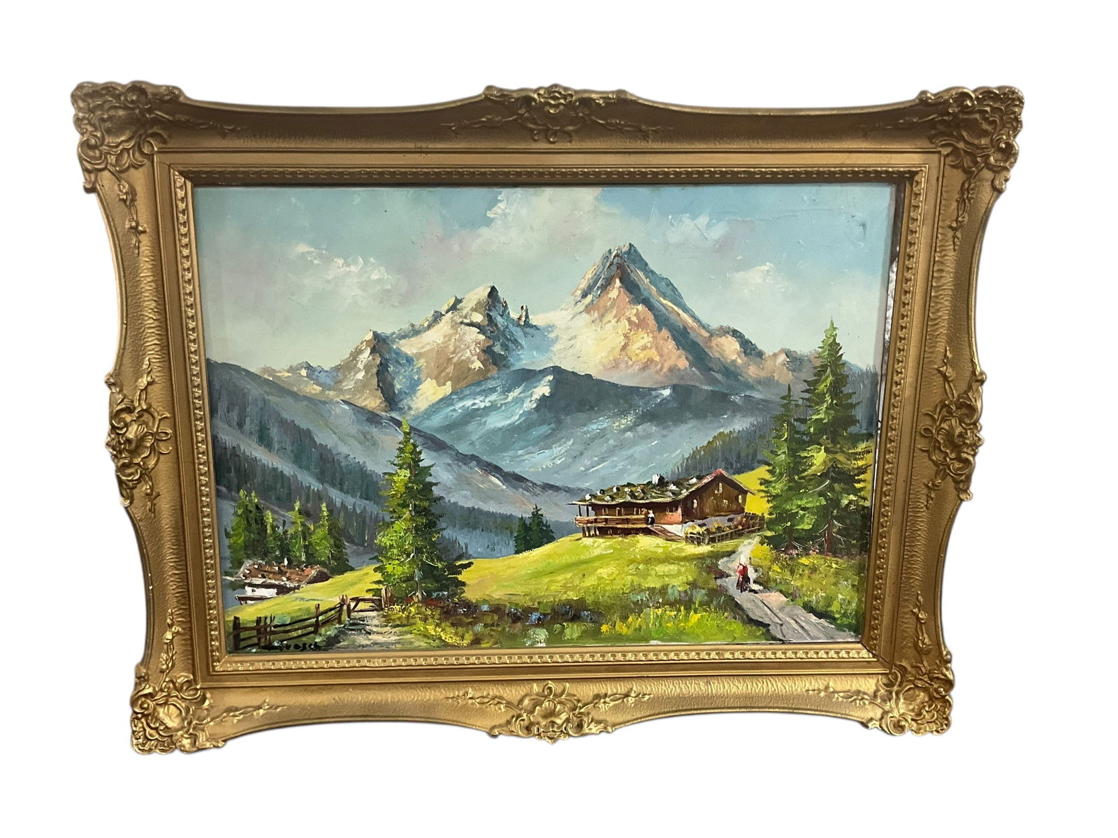 Framed Oil on Canvas - Watzman by Berchtesgaden (1 of 4)