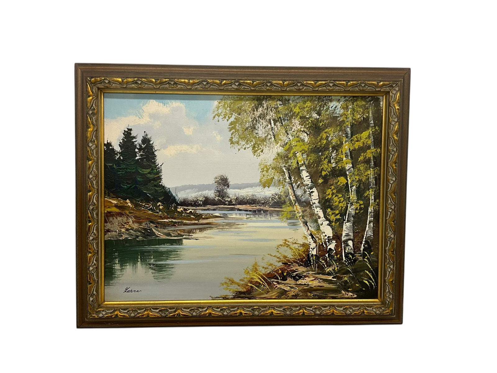 Artist Signed River Scene Oil on Canvas (1 of 2)