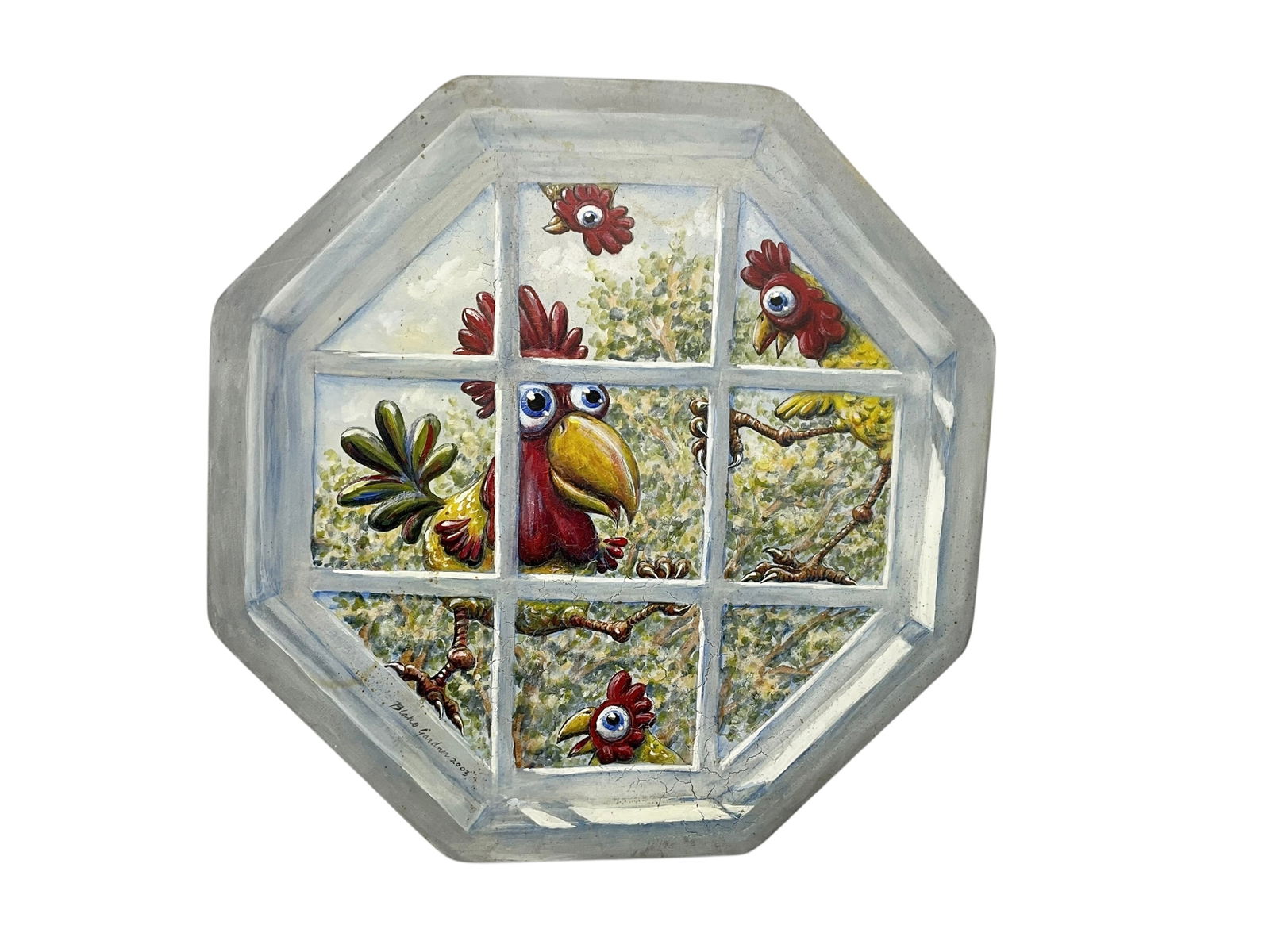 Blake Gardner Rooster Window Painting (1 of 3)