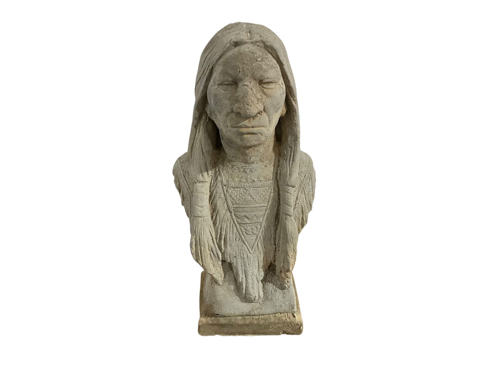 Concrete Native American Indian Bust Statue (1 of 2)