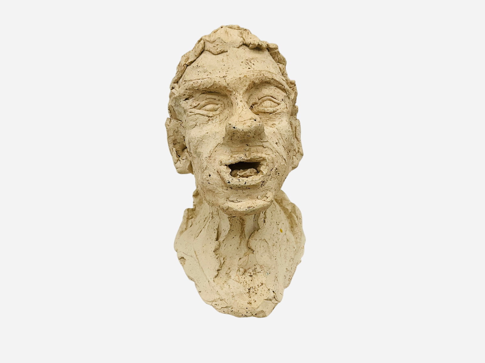 Folk Art Pottery Bust Signed On Bottom (1 of 3)