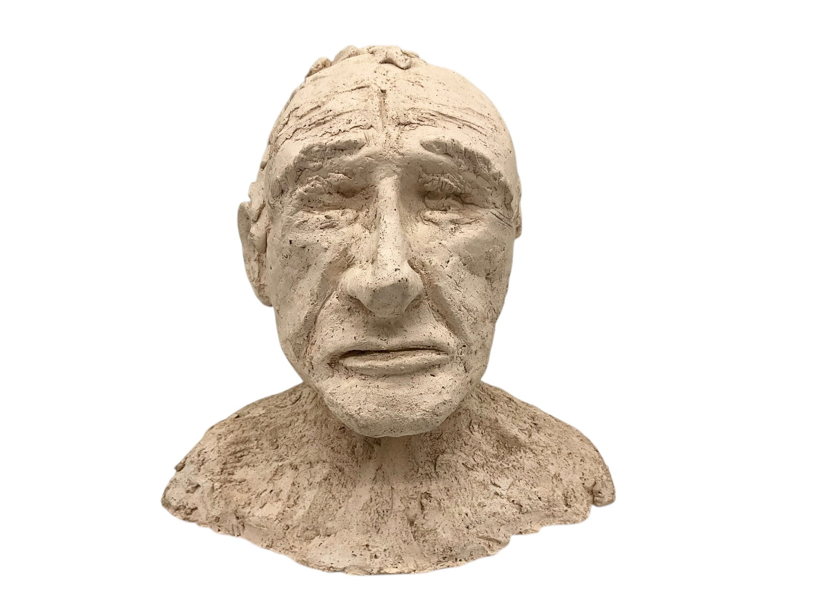 Outsider Pottery Bust - Maker Unknown: Mint condition. Item is unsigned, maker unknown. Measures 9"L x 6"W x 9"H.