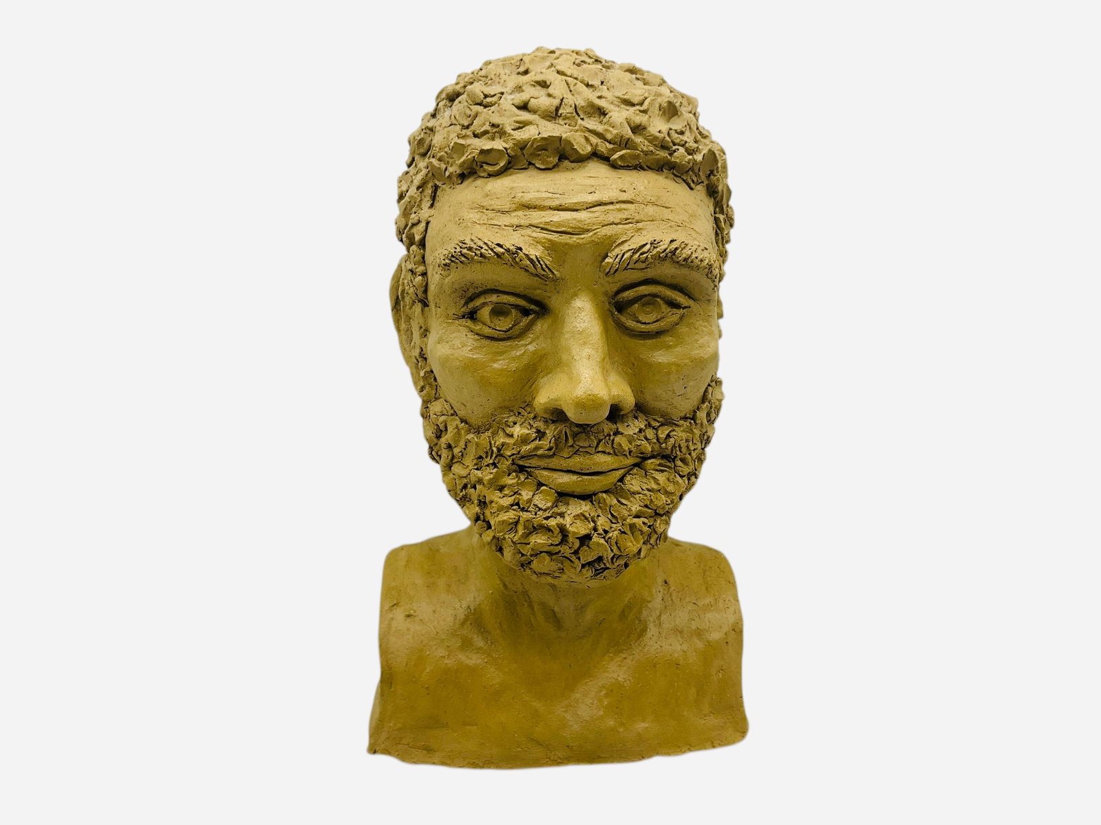 Large Folk Art Pottery Bust - Maker Unknown: Mint condition. Item is unsigned, maker unknown. Measures 7.5"L x 5"W x 13"H and is very heavy.