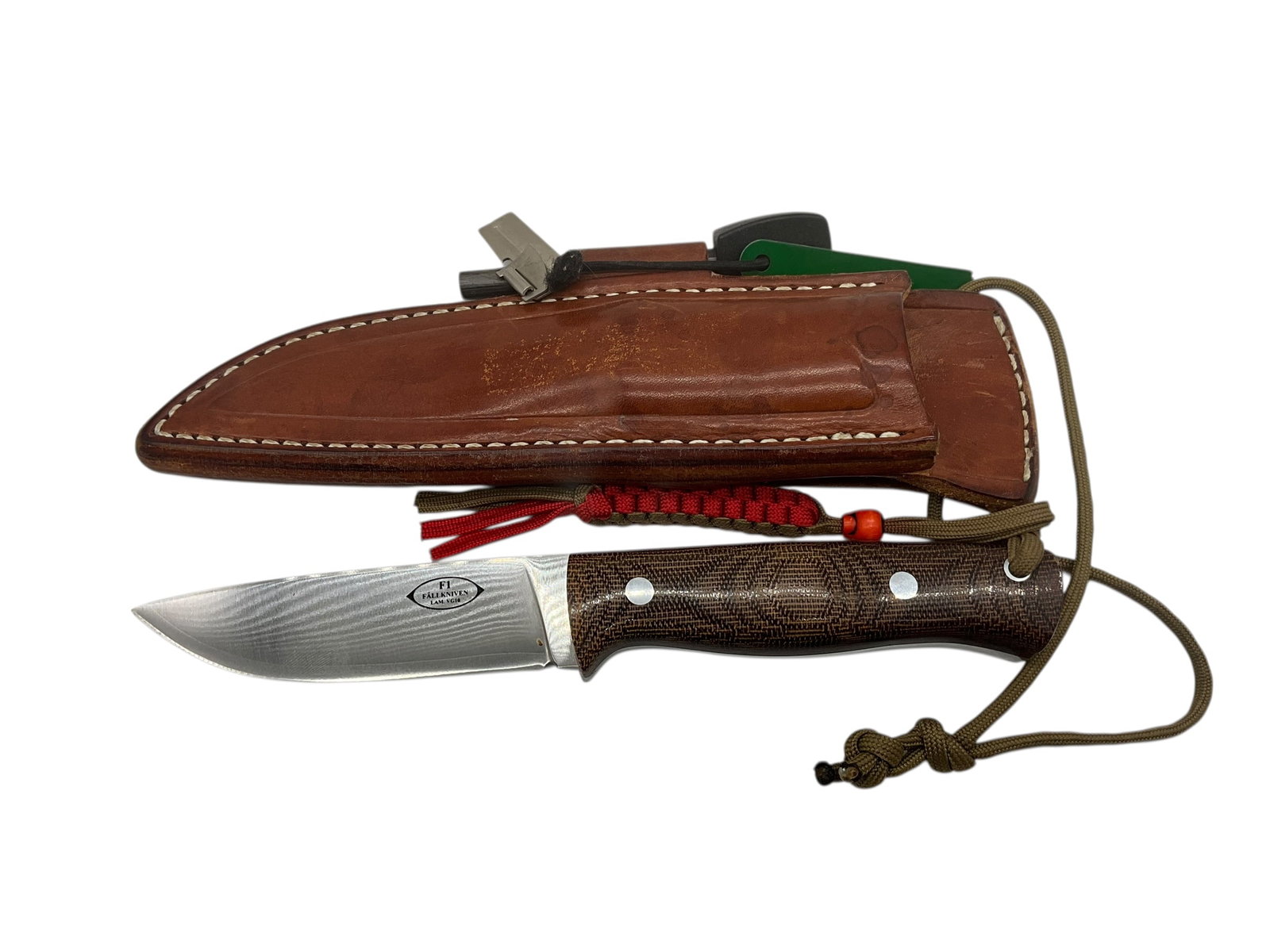 Fallkniven F1 LAM VG10 Fixed Blade Knife: Excellent preowned condition. KSF Leather Sheath & accesories included. Total length is 8.25 inches.