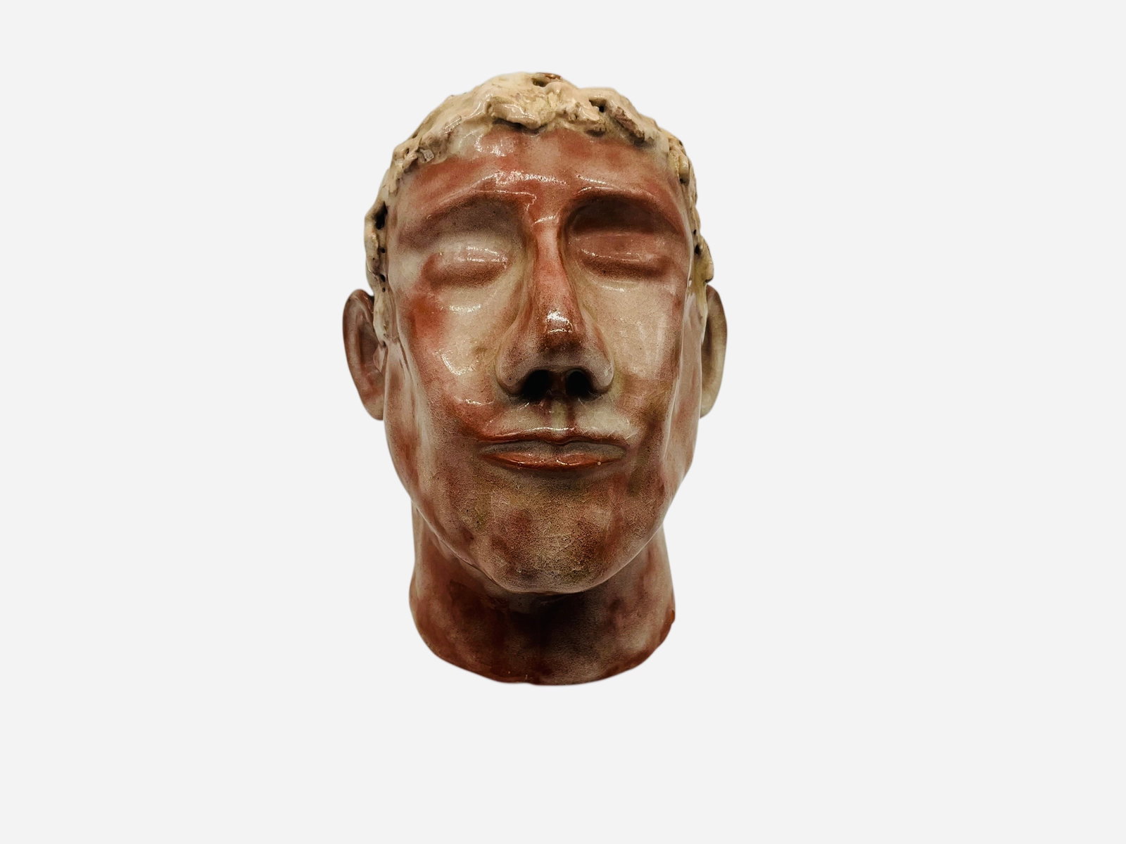 Marble Glazed Art Pottery Bust Signed JF (1 of 3)