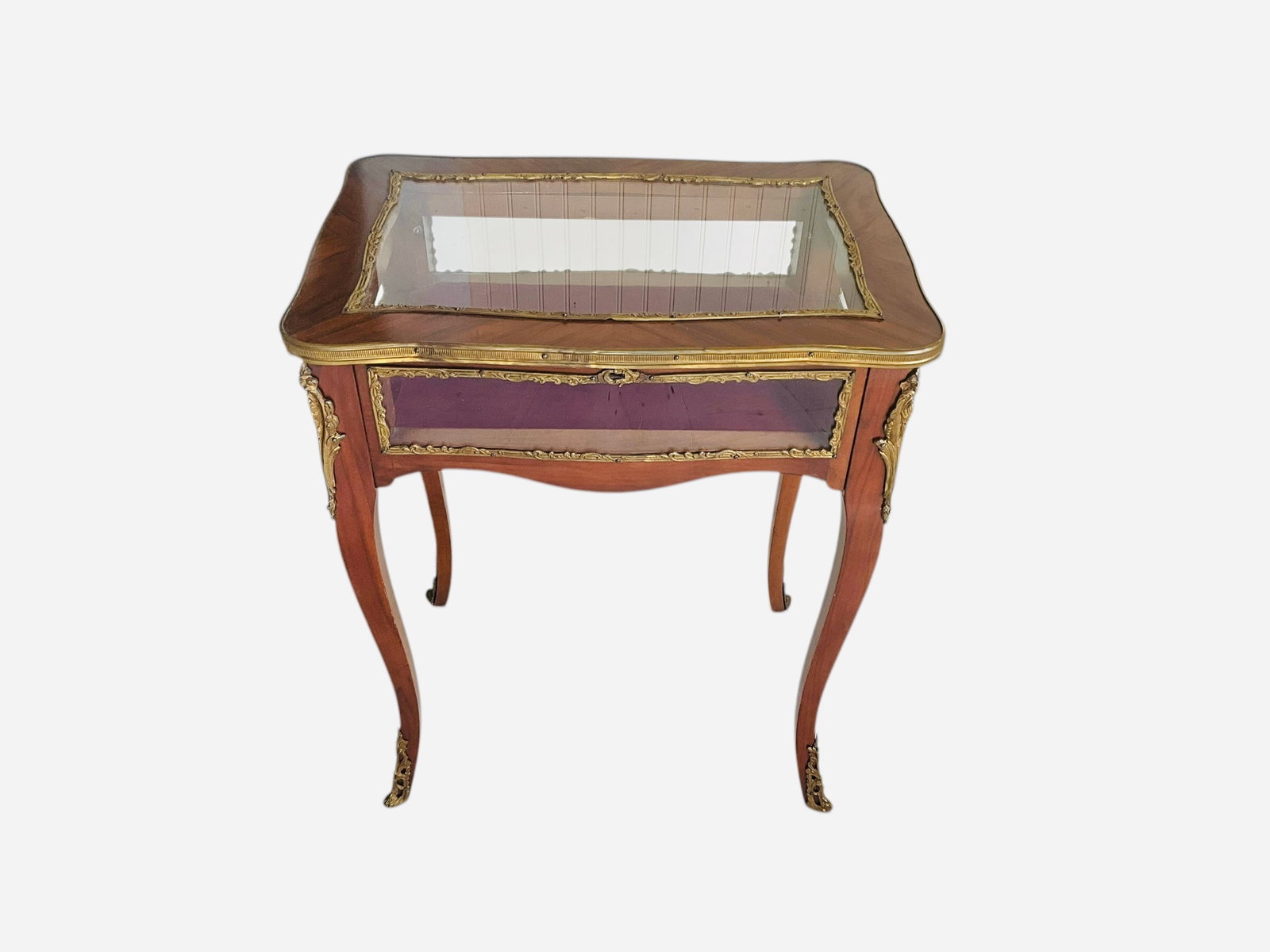 Louis XV Style Bijouterie Table / Glass Hinged Lift Top (1 of 6)