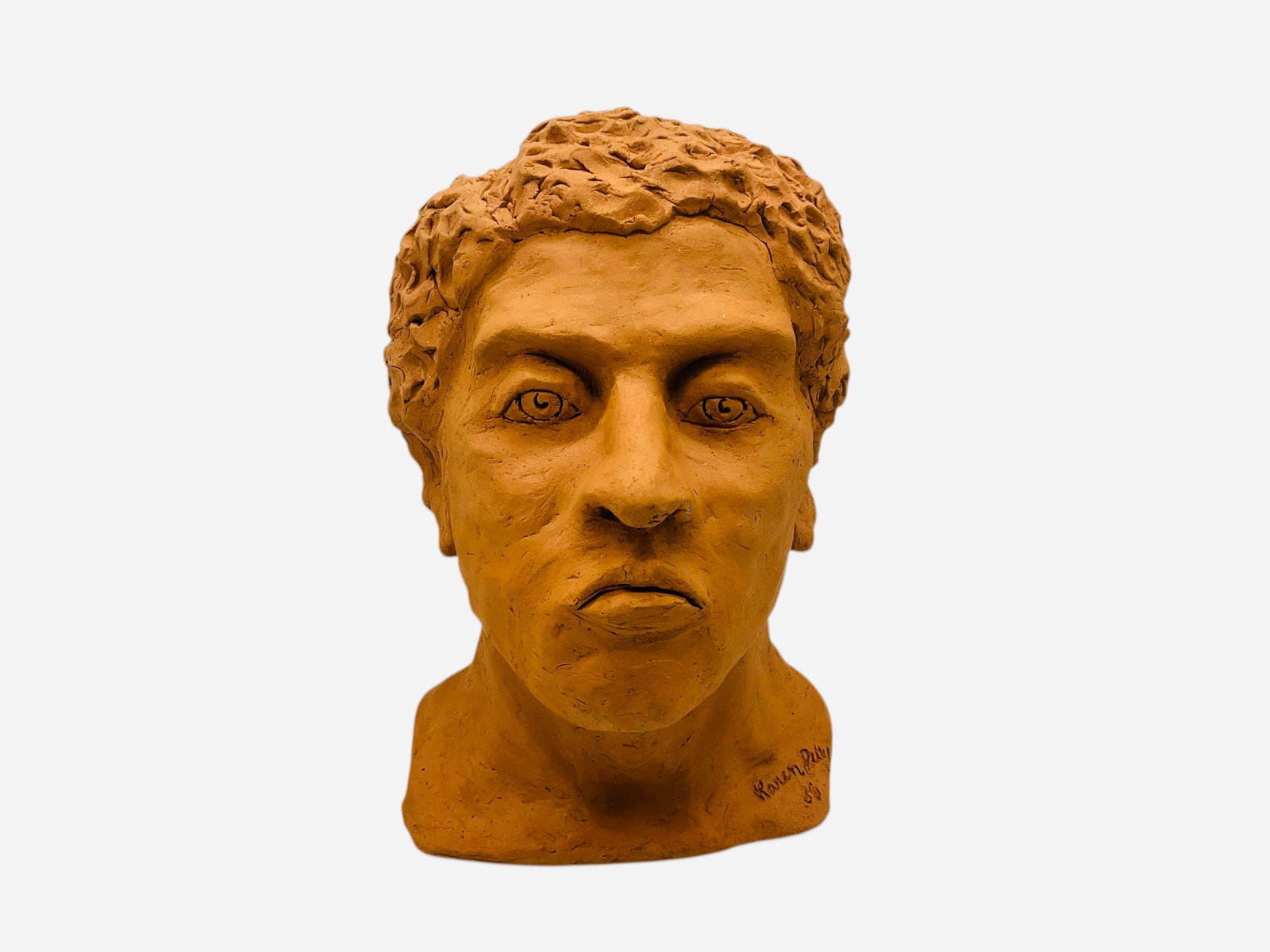 Karen Petty Art Pottery Bust: Mint condition. Signed and dated 1980 on body. Measures 7"L x 9"W x 11"H.