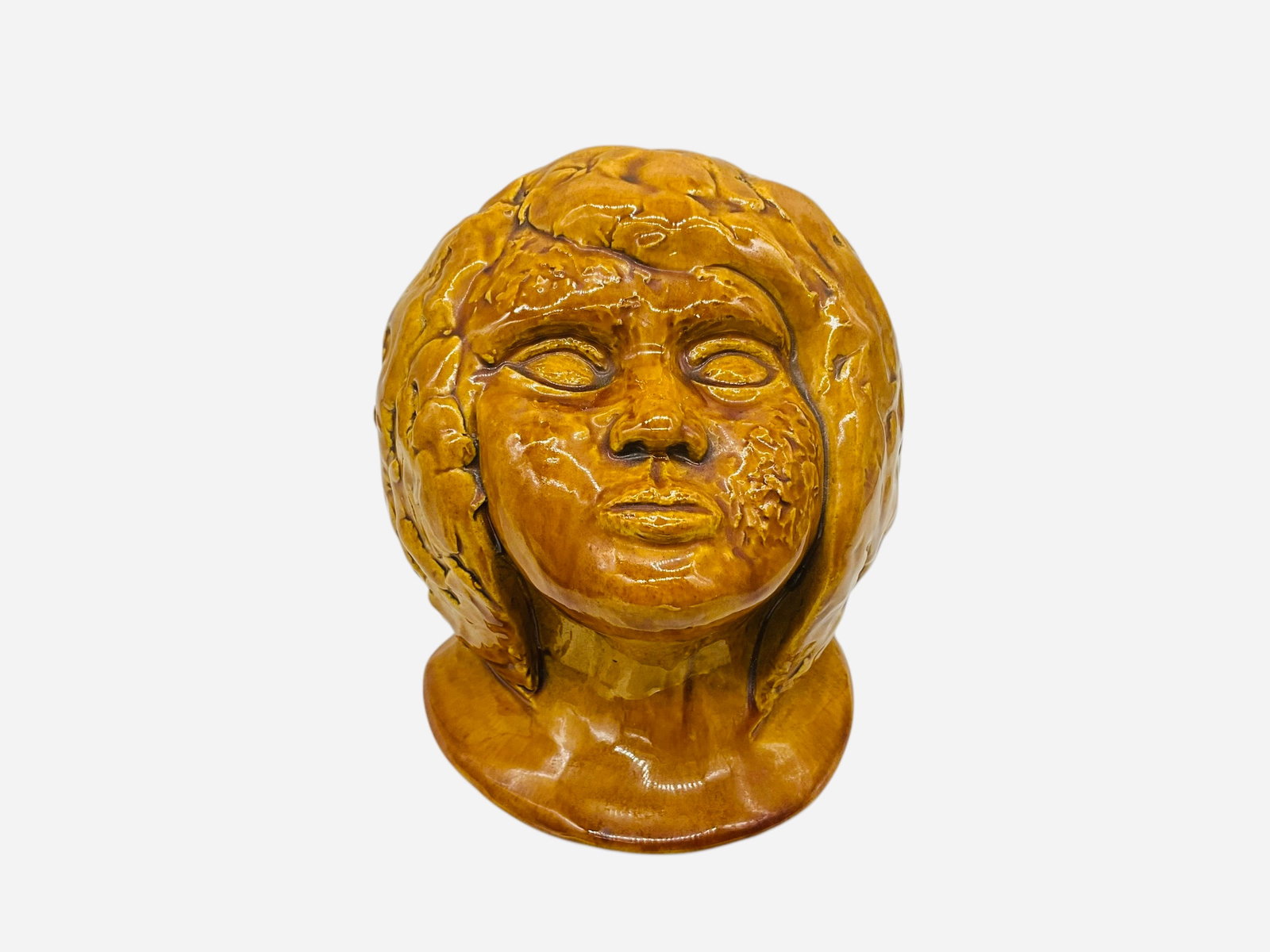 Creepy Artist Signed Pottery Bust: Excellent condition. Signed on bottom but unable to decipher. We believe the last name is Stauber. Measures 7"L x 5.75"W x 6"H.